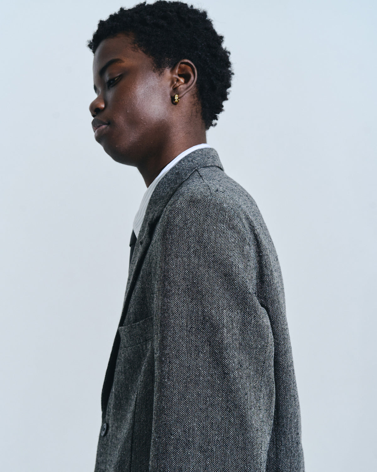 SINGLE BREASTED TWEED TAILORED JACKET