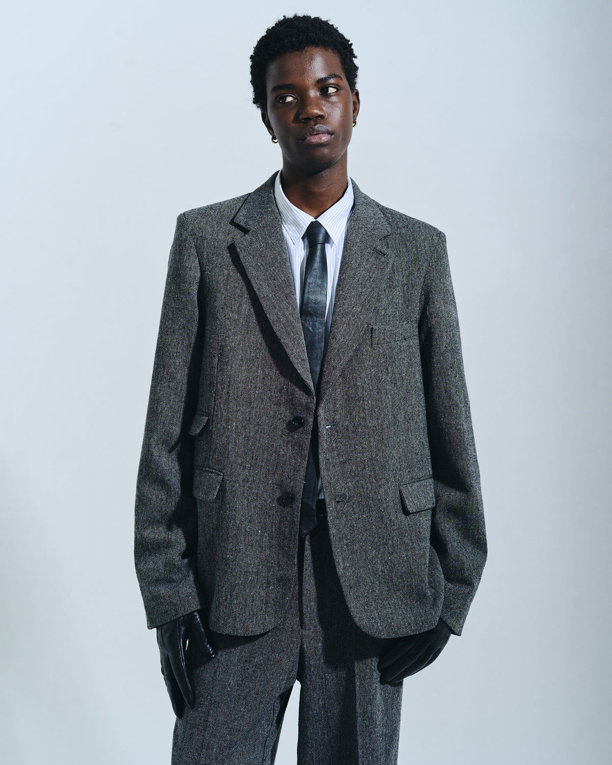 SINGLE BREASTED TWEED TAILORED JACKET
