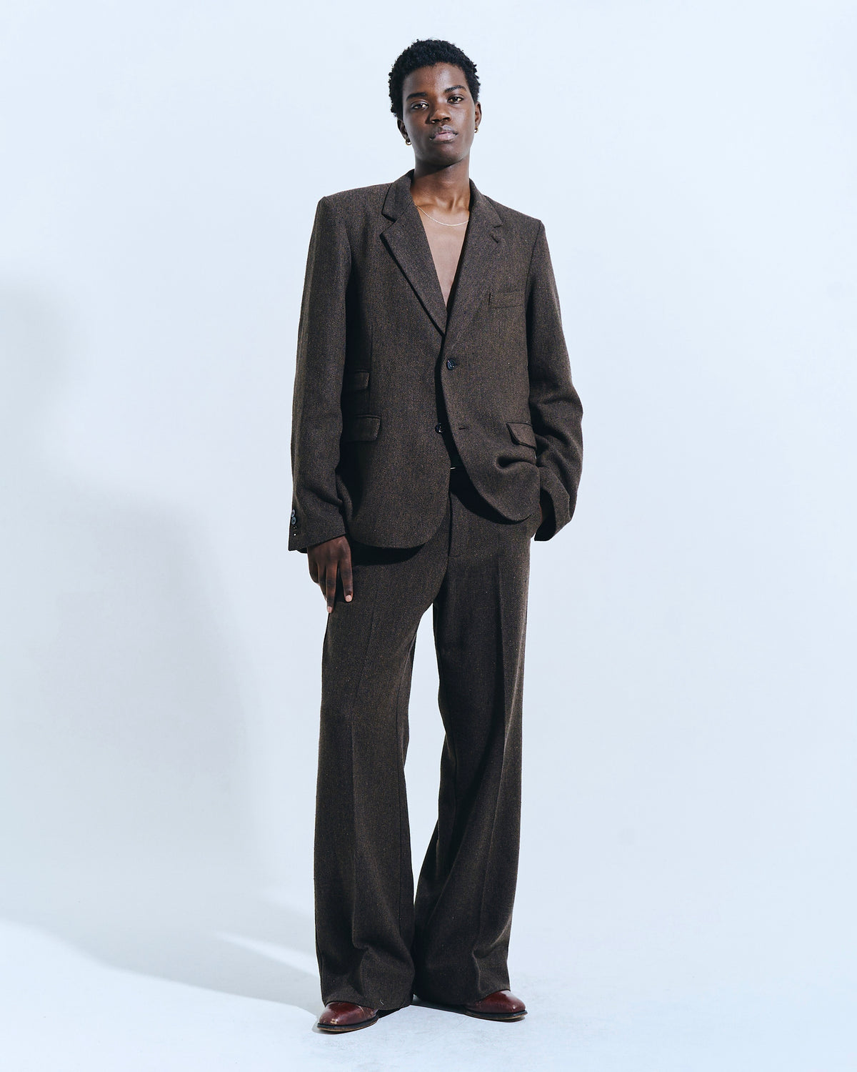 SINGLE BREASTED TWEED TAILORED JACKET