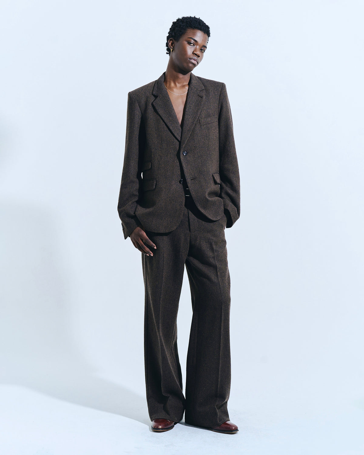 SEMI WIDE TWEED SLACKS