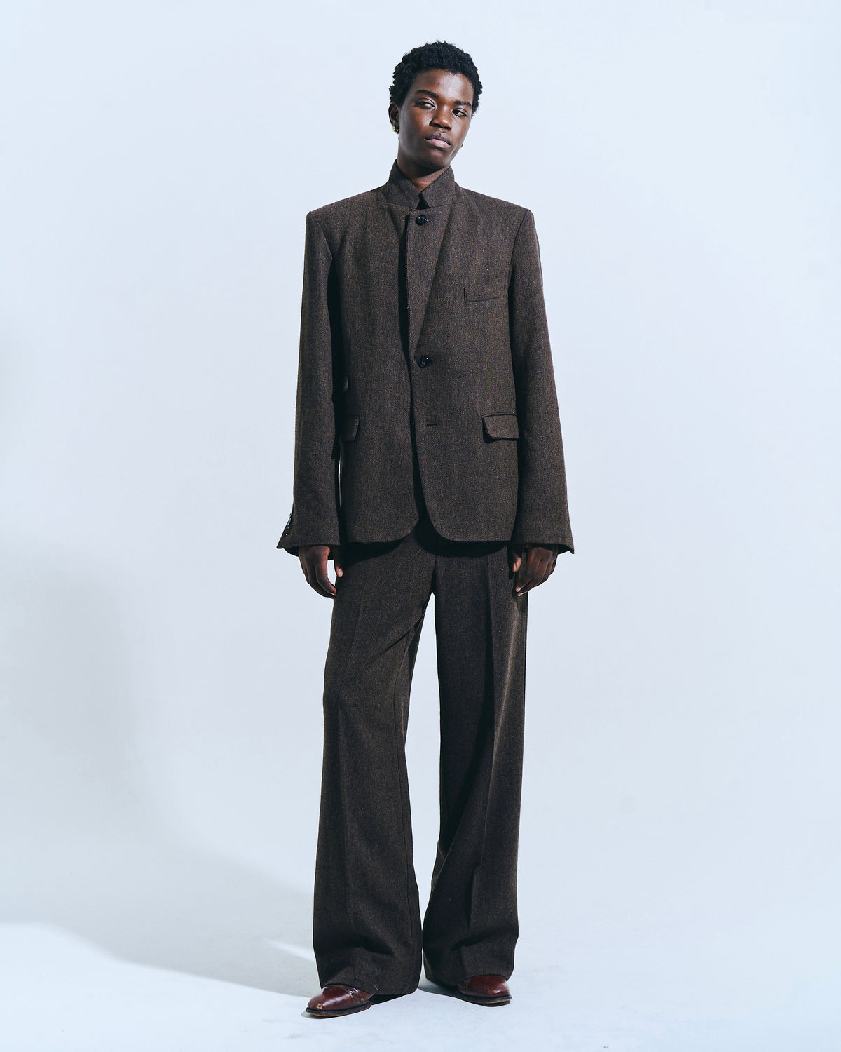 SINGLE BREASTED TWEED TAILORED JACKET