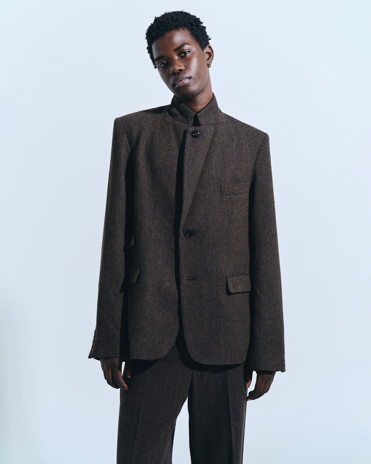 SINGLE BREASTED TWEED TAILORED JACKET