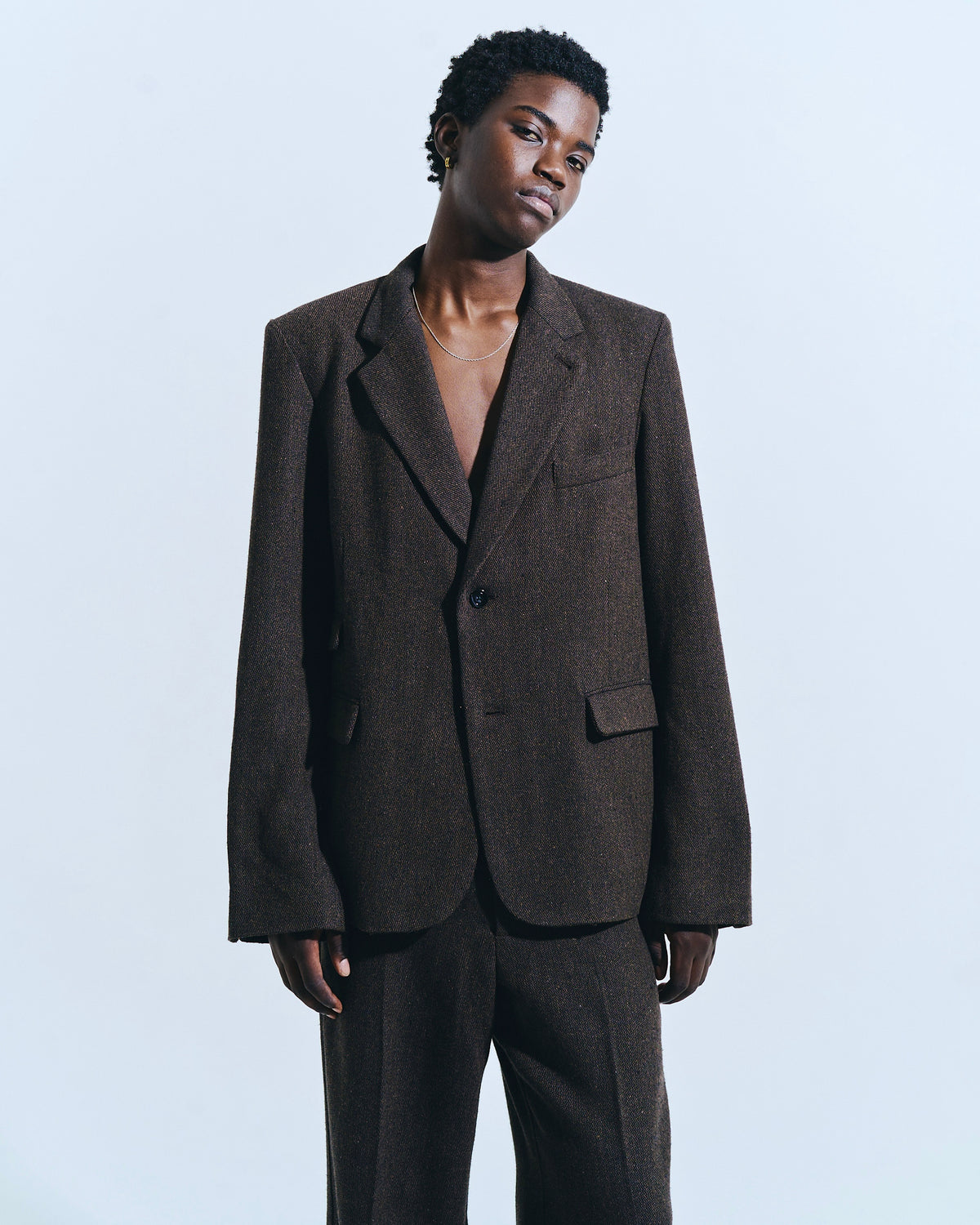 SINGLE BREASTED TWEED TAILORED JACKET