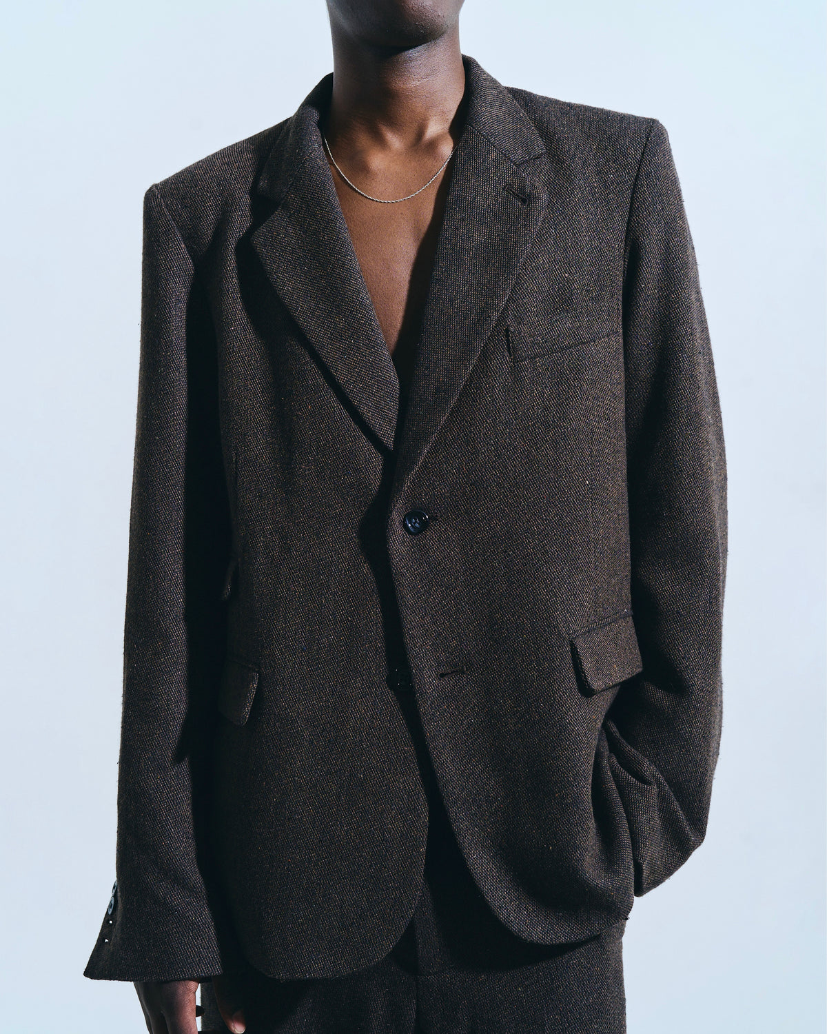 SINGLE BREASTED TWEED TAILORED JACKET