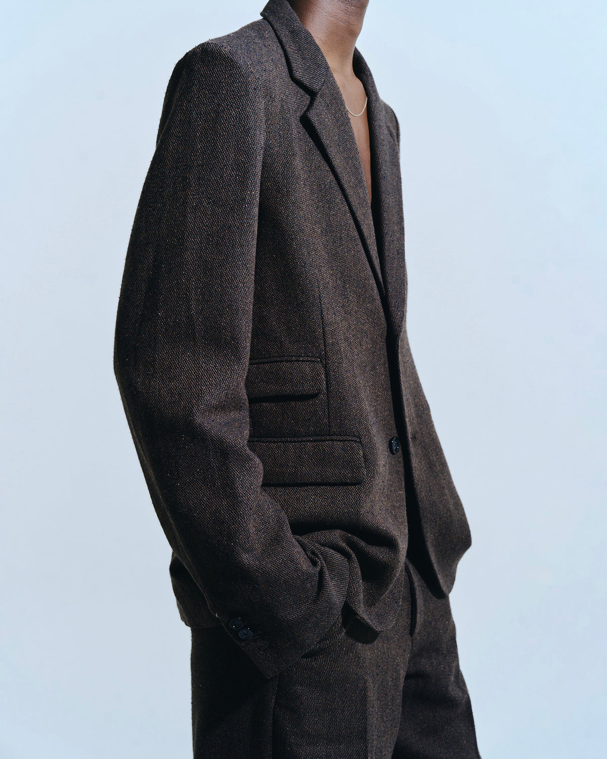 SINGLE BREASTED TWEED TAILORED JACKET