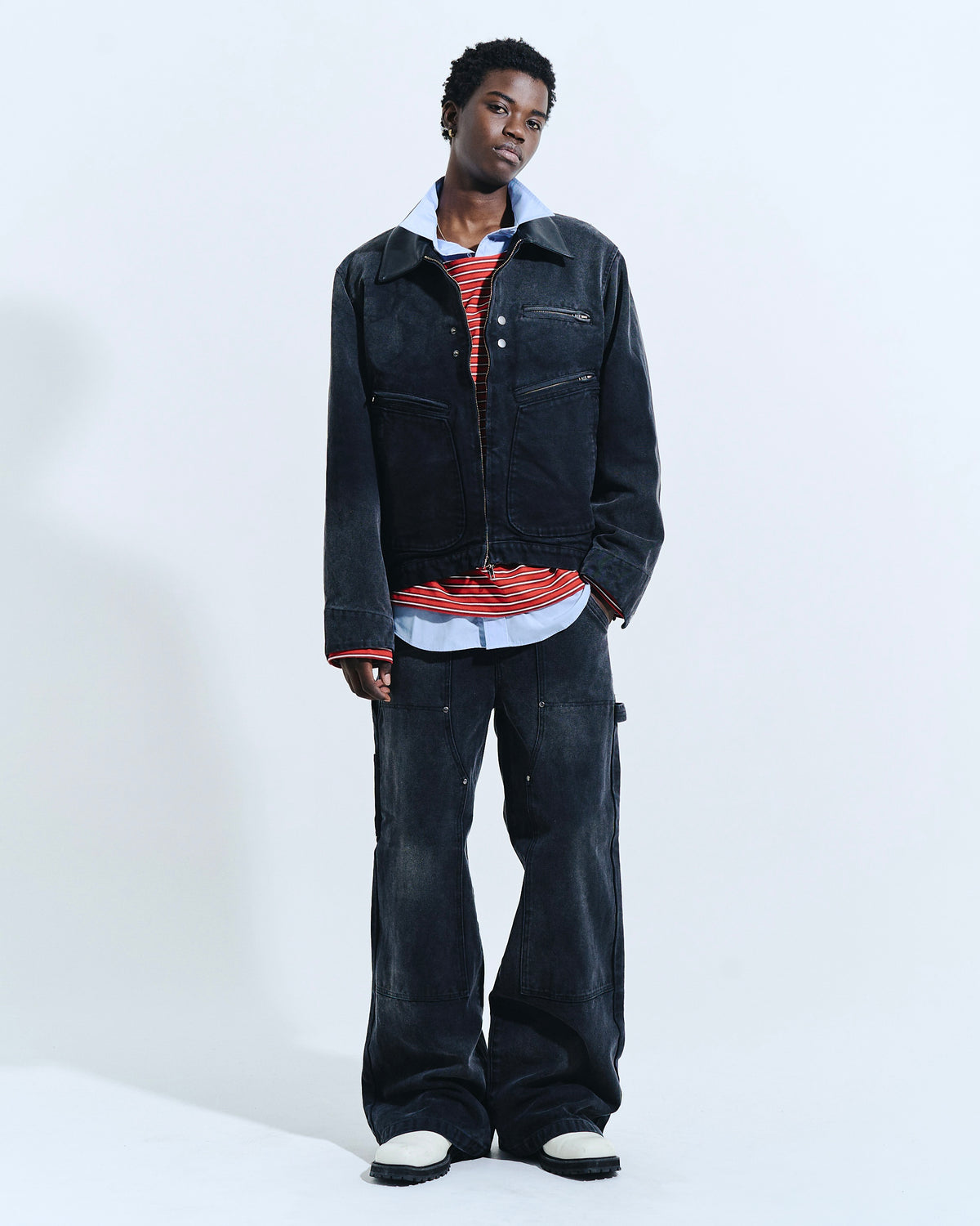 FADED DOUBLE KNEE PAINTER PANTS