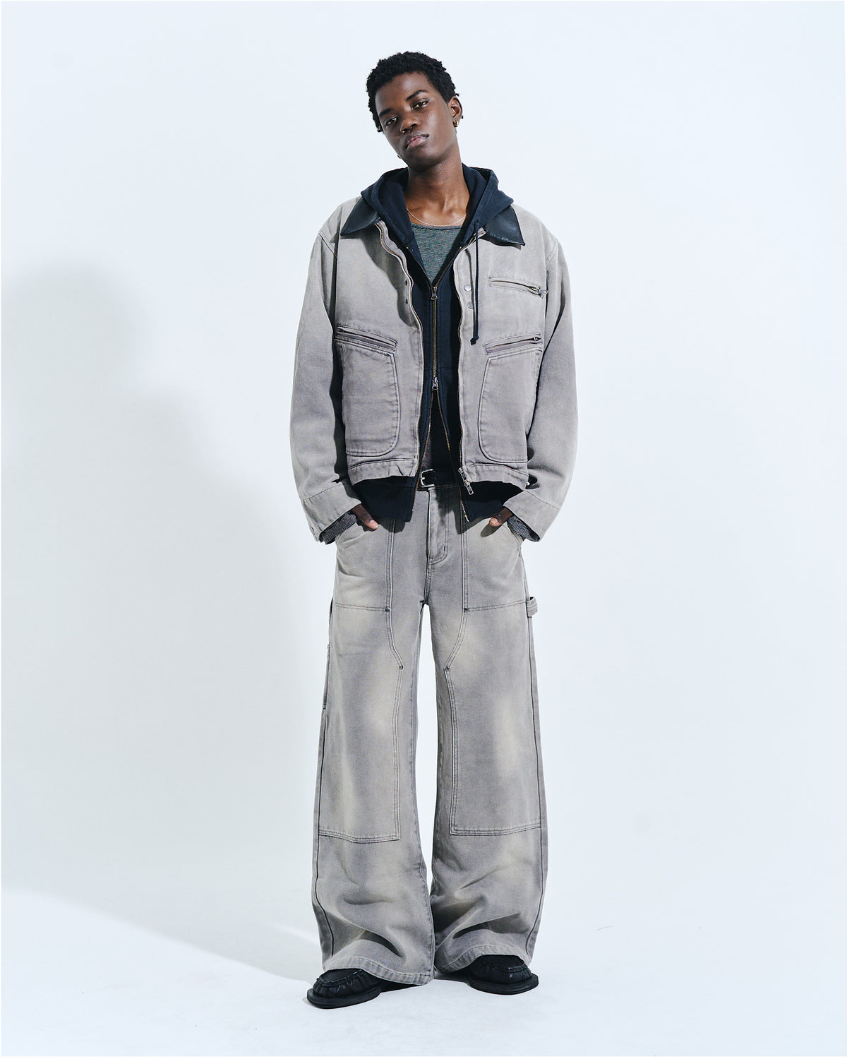 FADED DOUBLE KNEE PAINTER PANTS