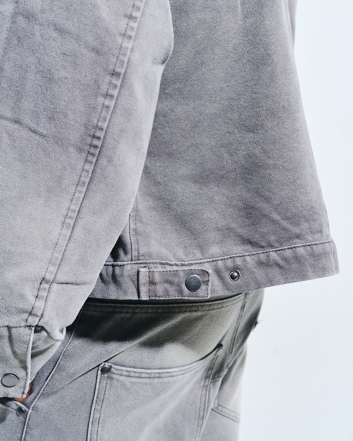 FAUX LEATHER COLLAR FADED DETROIT JACKET