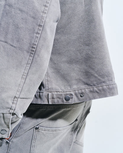 FAUX LEATHER COLLAR FADED DETROIT JACKET