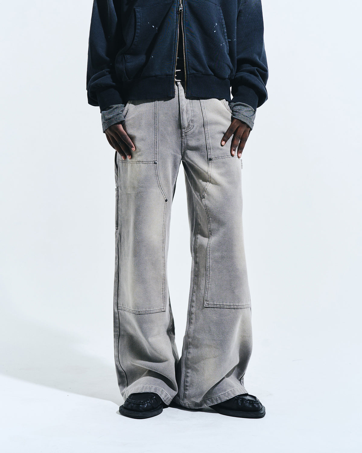 FADED DOUBLE KNEE PAINTER PANTS