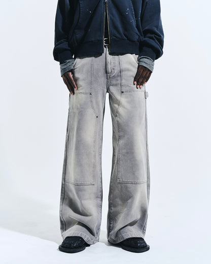 FADED DOUBLE KNEE PAINTER PANTS