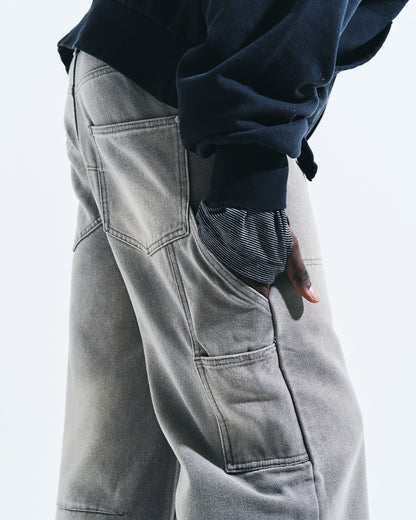 FADED DOUBLE KNEE PAINTER PANTS