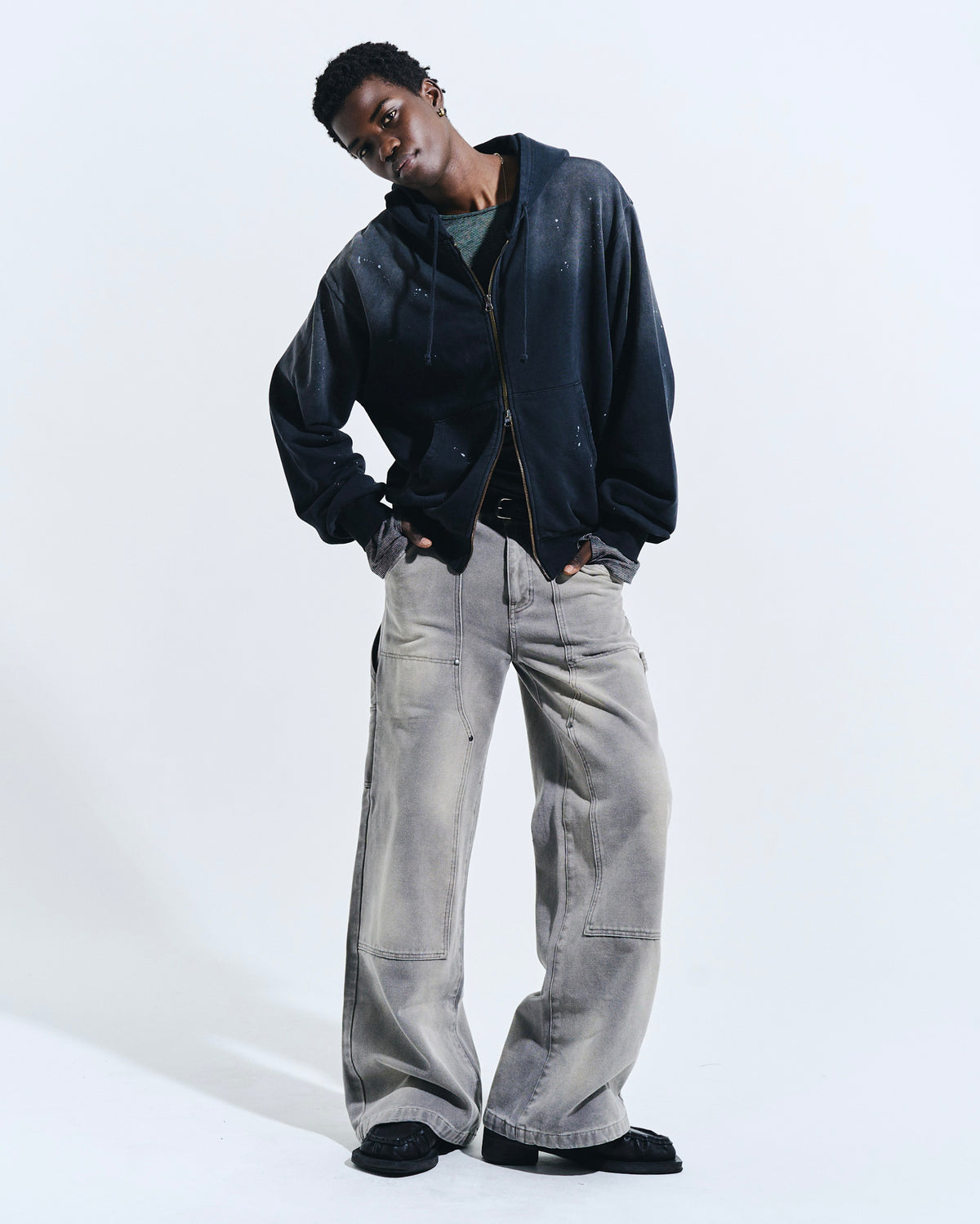 FADED DOUBLE KNEE PAINTER PANTS