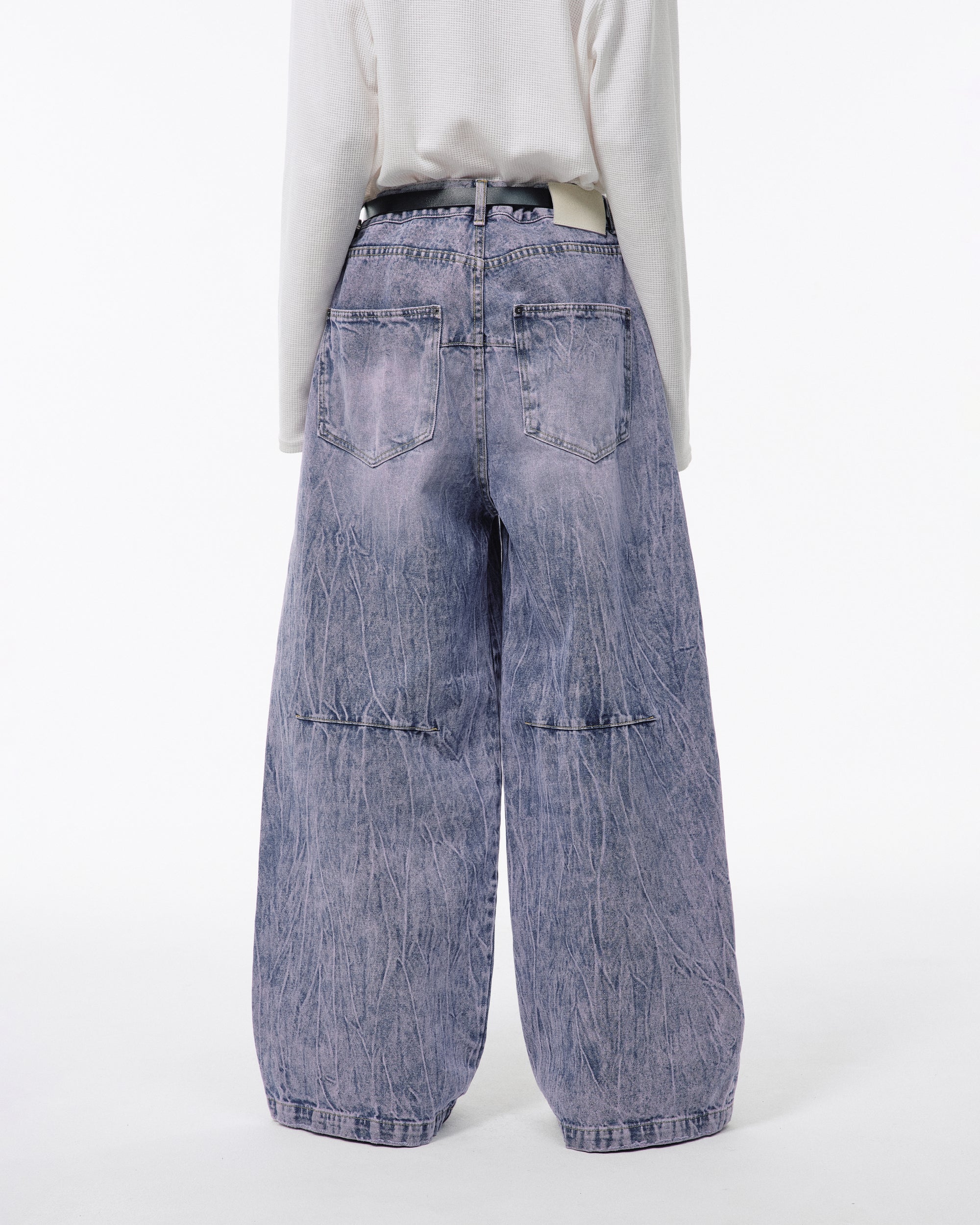 camphor wood クラック加工ケミカルウォッシュワイドバギーシーンズ CRACKED CHEMICAL-WASHED WIDE BAGGY JEANS – CAMPHOR WOOD - OFFICIAL