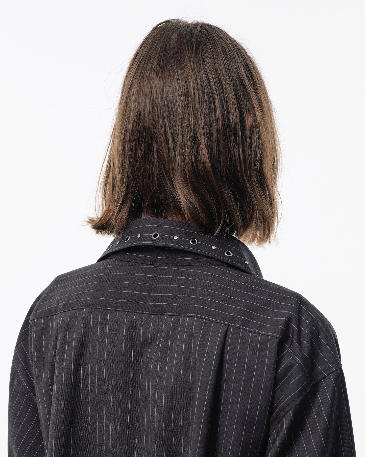 EYELET REGULAR COLLAR STRIPE L/S SHIRT