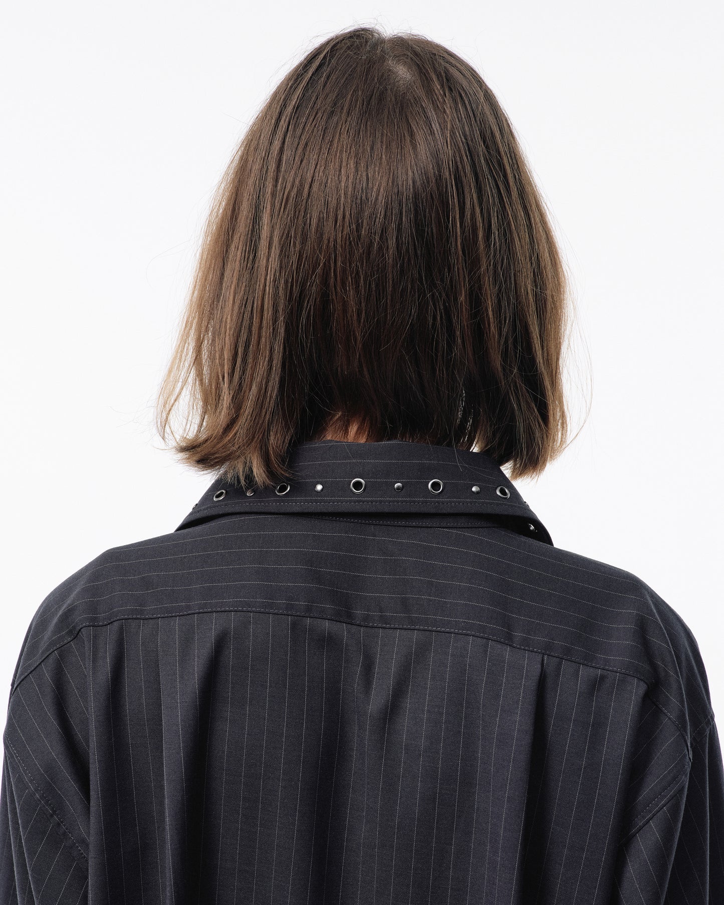 EYELET REGULAR COLLAR STRIPE L/S SHIRT