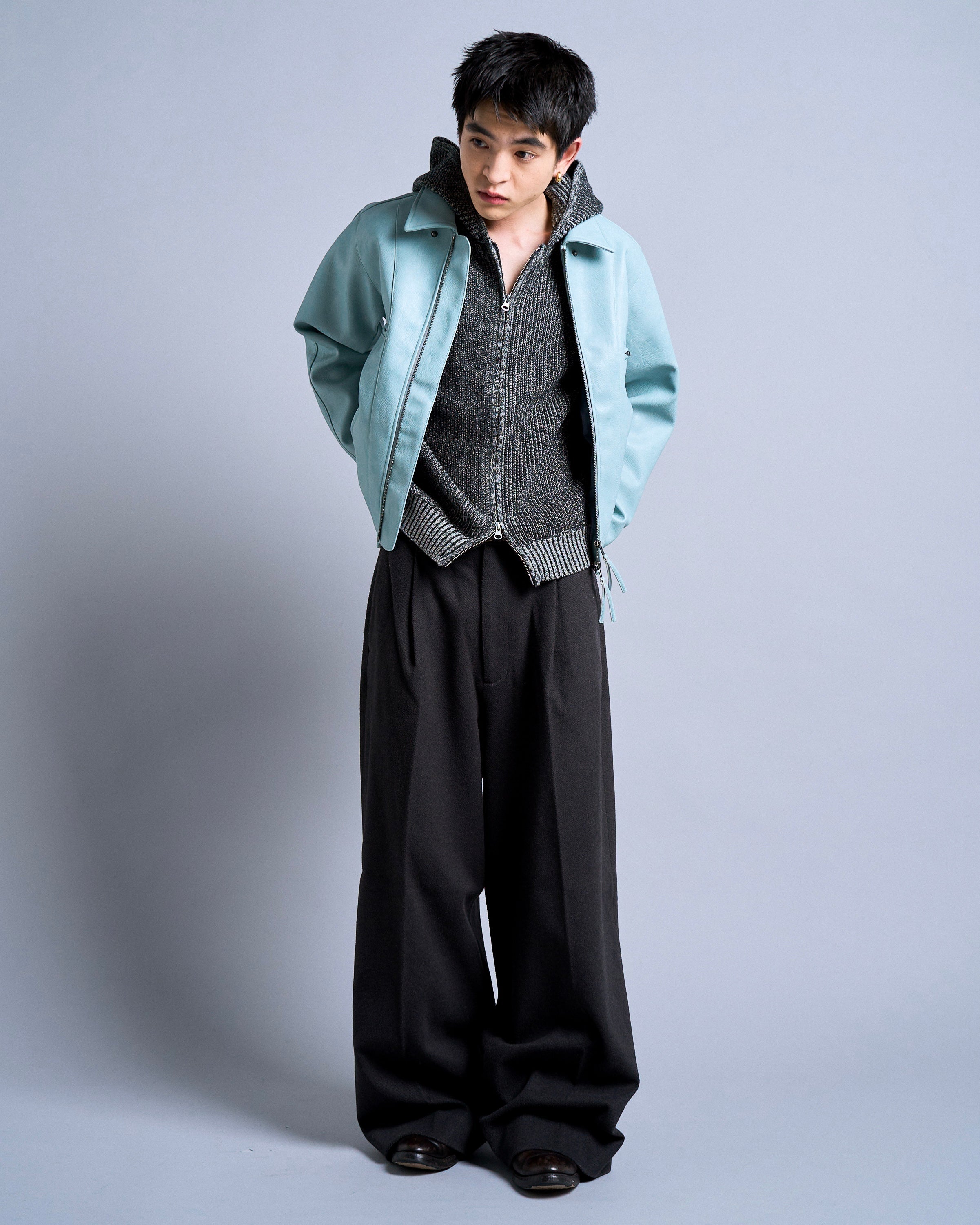 Camphor wood 短丈ダブルジップPUスポーツレザージャケット short length zipped PU-leather sport jacket – CAMPHOR WOOD