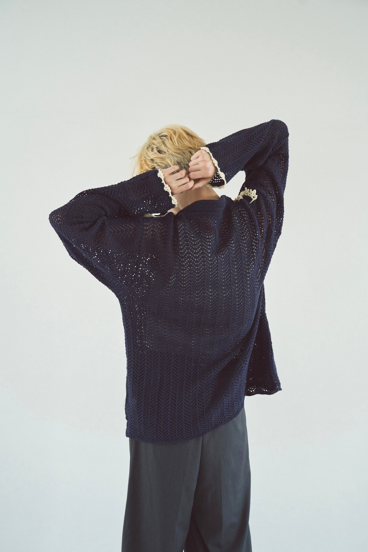 hand knit flower line Cuba shirt  cardigan
