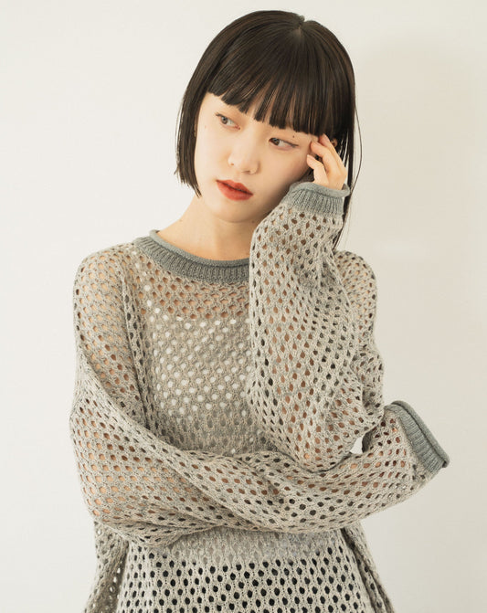 mech knit bicolor tops