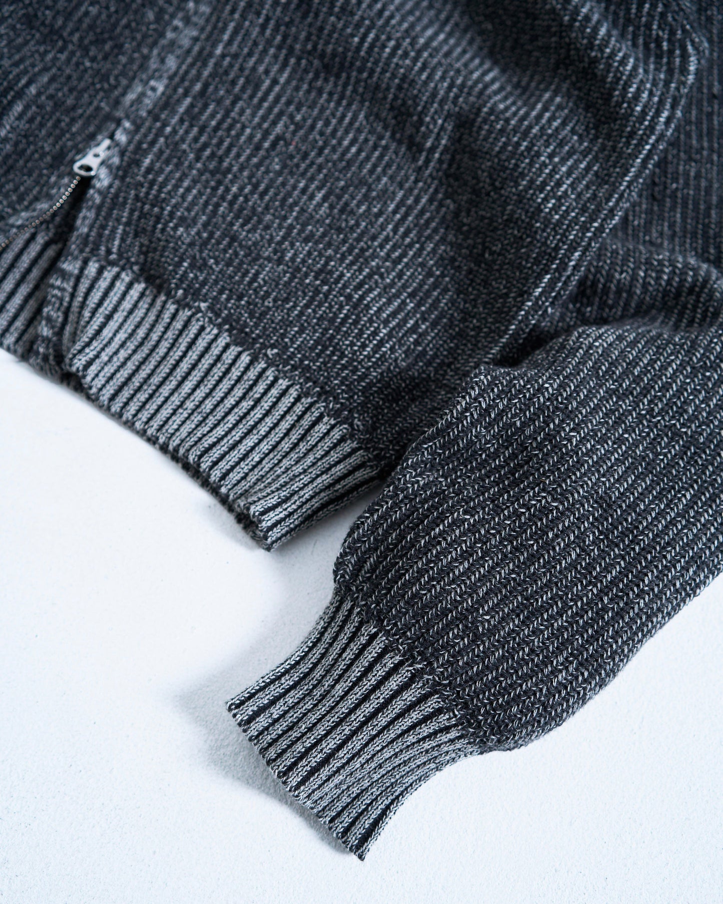 double zip mix yarn knit hoodie