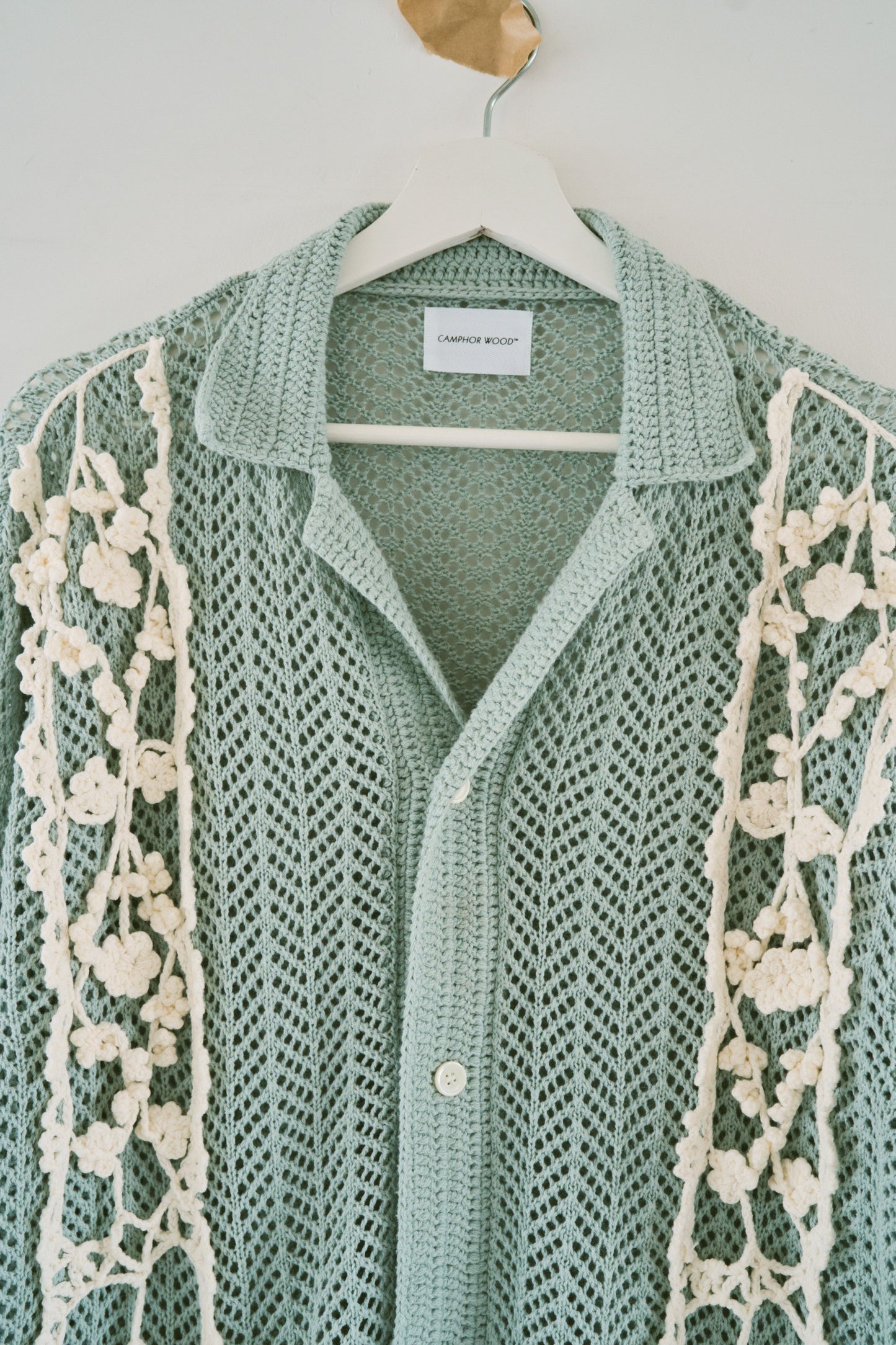 hand knit flower line Cuba shirt  cardigan