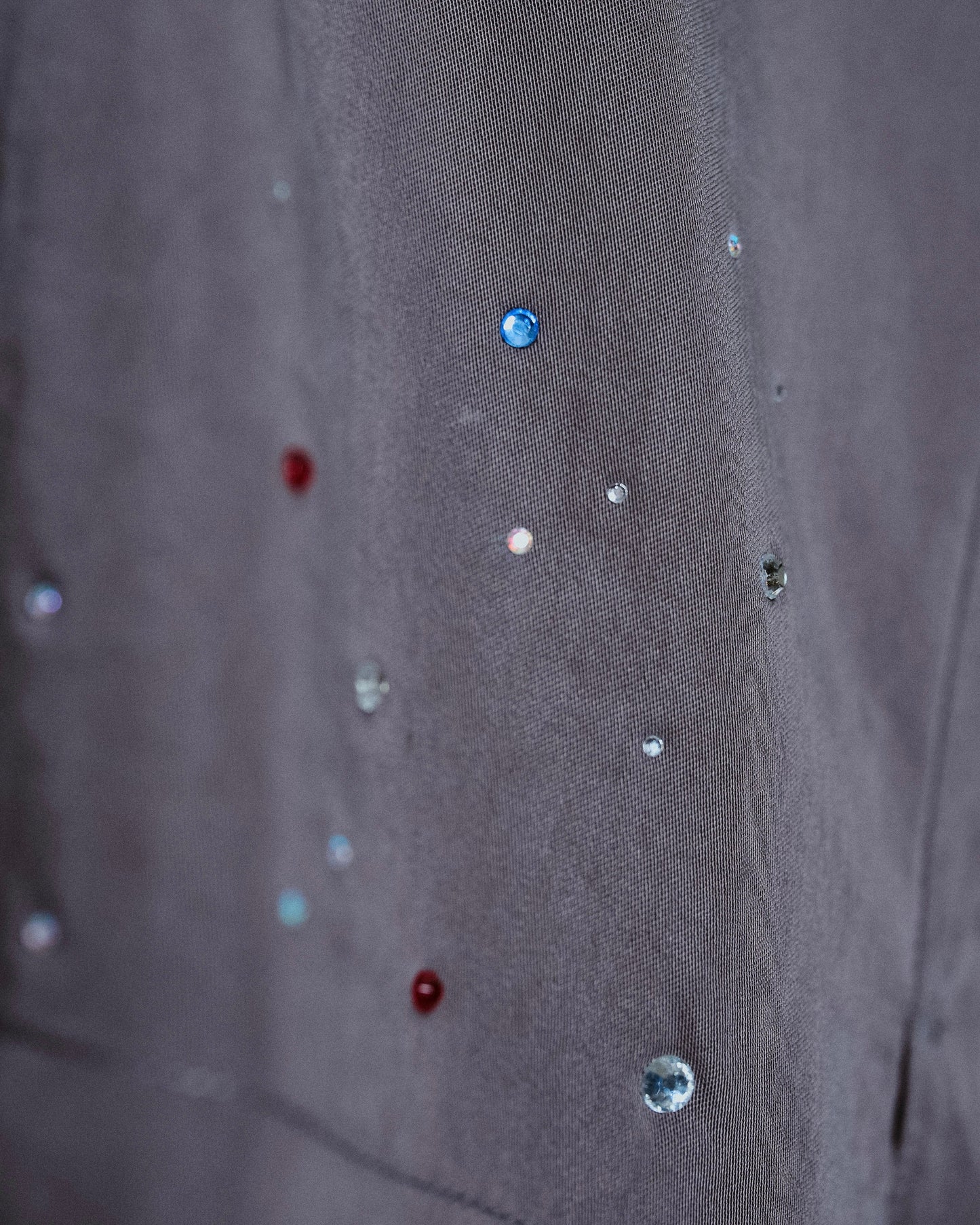 rhinestone rayon open collar l/s shirt
