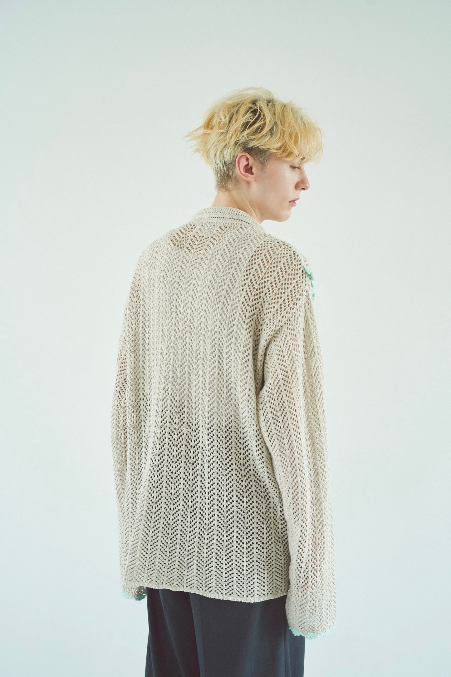 hand knit flower line Cuba shirt  cardigan