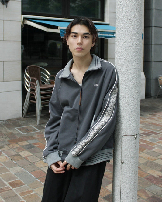 flower embroidery line track jacket