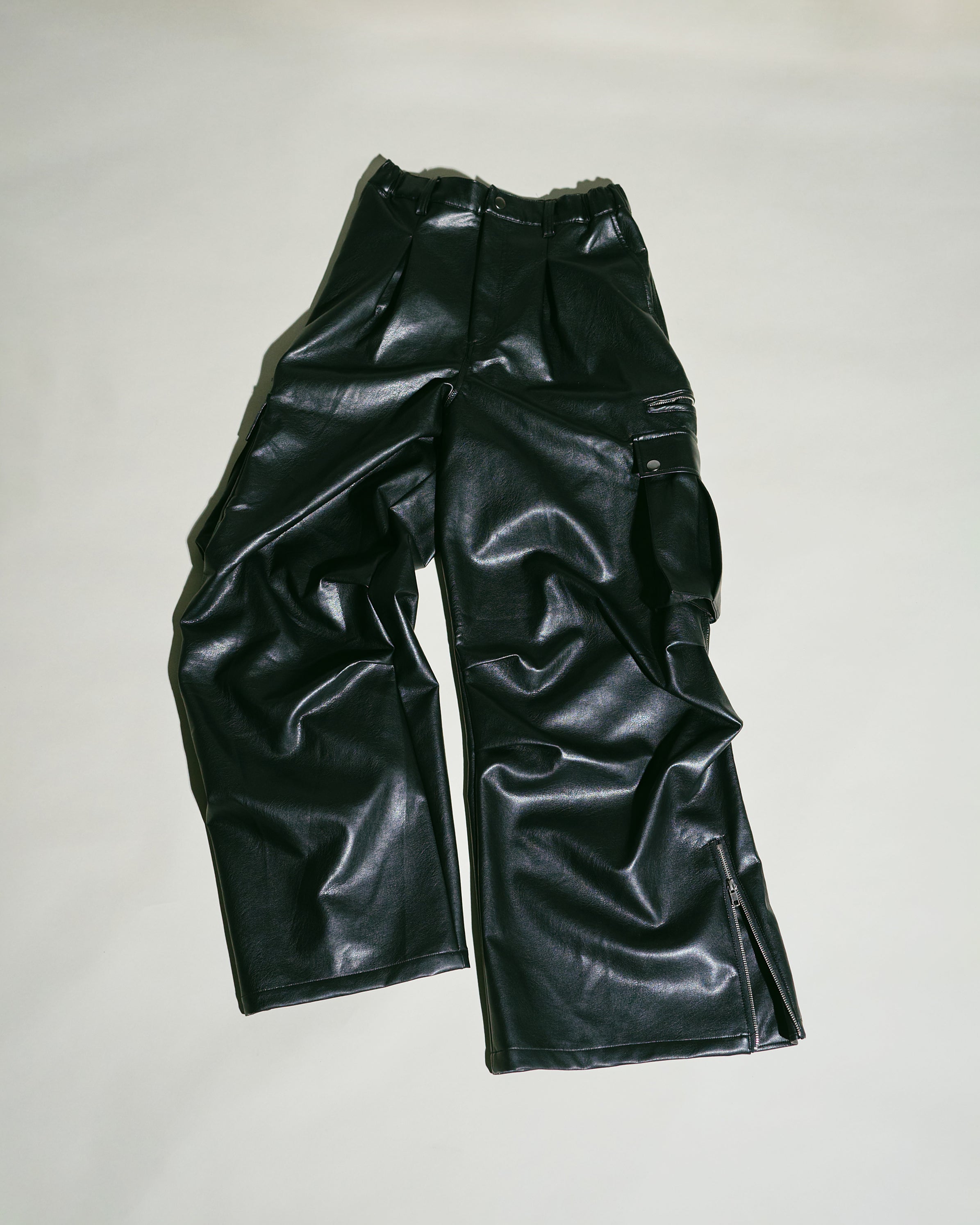 wide baggy faux leather parachute cargo trouser – CAMPHOR