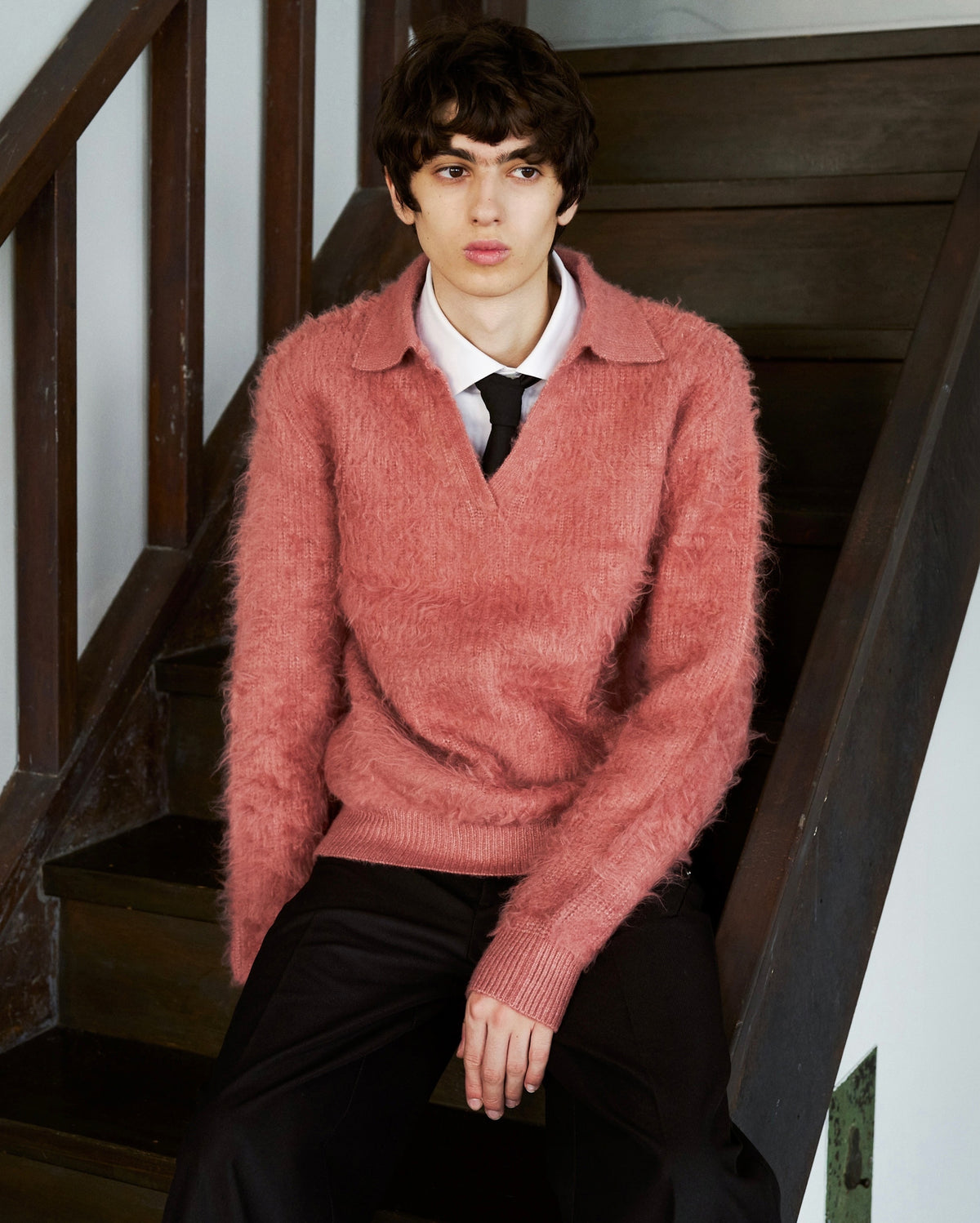 MOHAIR TOUCH SUPER SHAGGY SKIPPER KNIT SHIRT