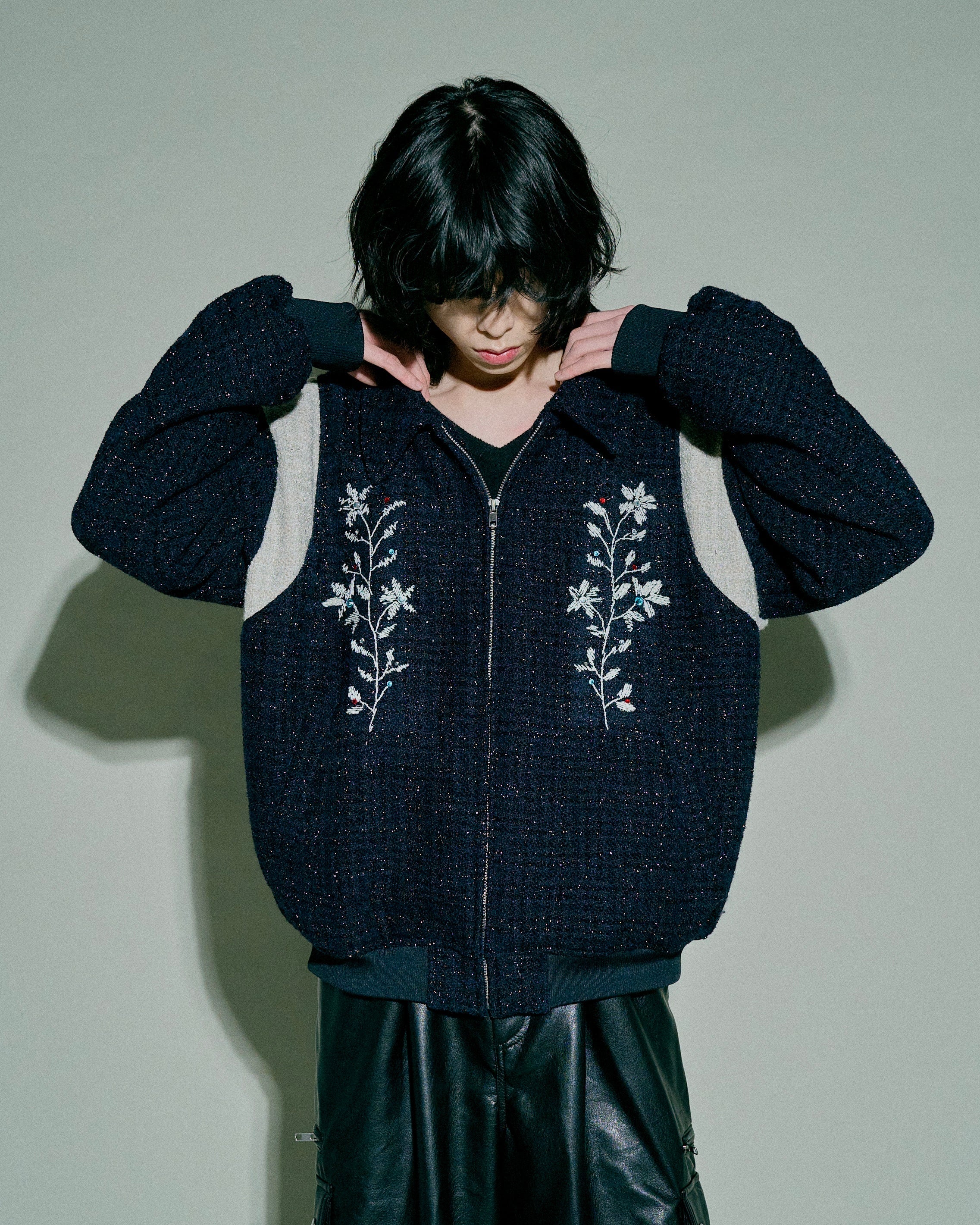 【最終値下げ】 camphor wood 花刺繍ラメツイードスタジアムジャケット flower embroidery lame tweed varsity jacket – CAMPHOR WOOD