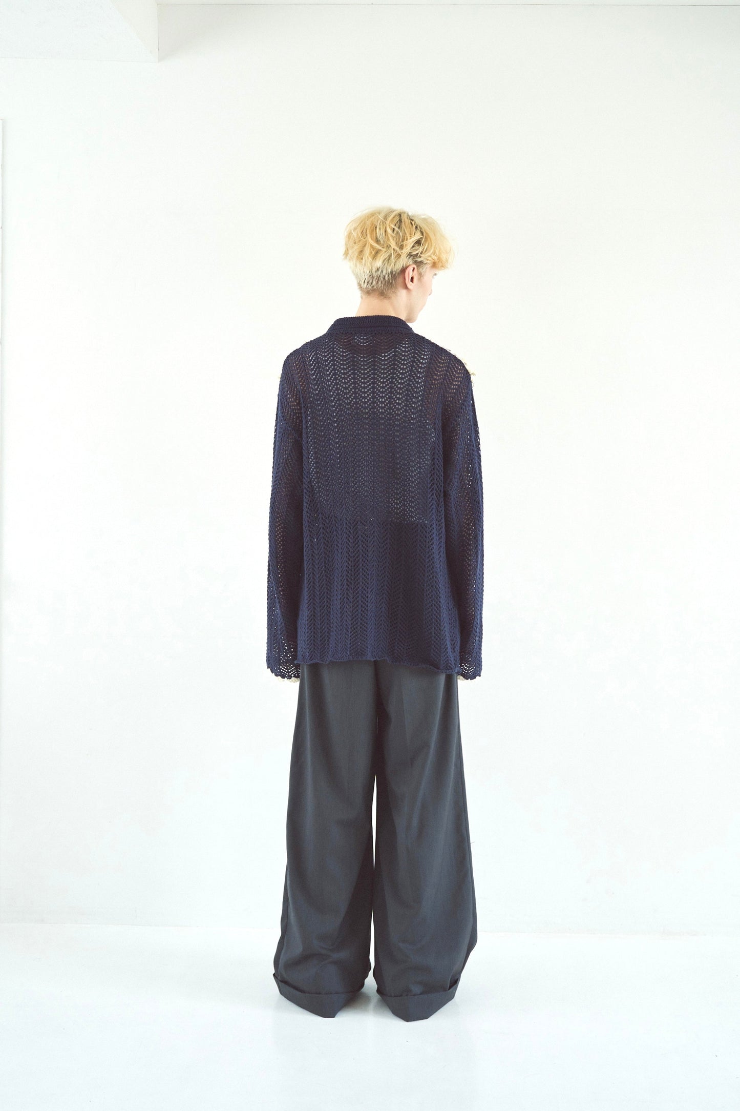 hand knit flower line Cuba shirt  cardigan
