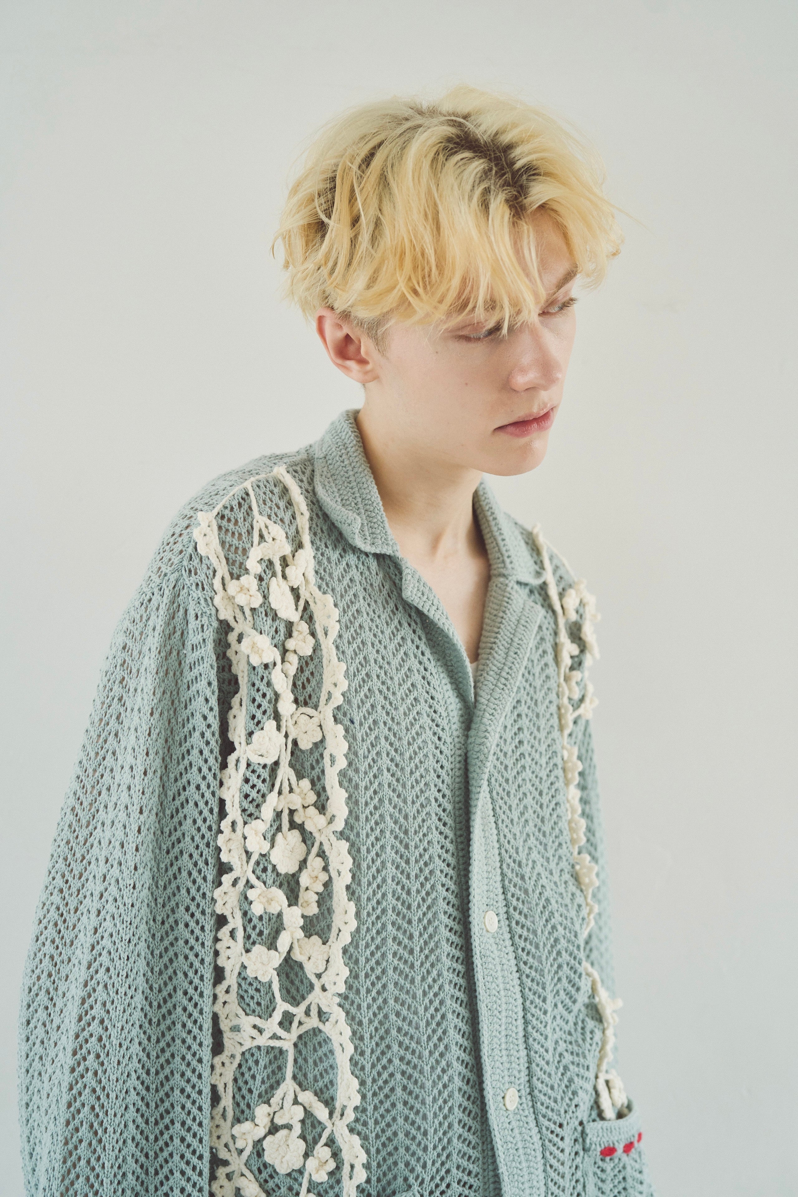 hand knit flower line Cuba shirt cardigan – CAMPHOR WOOD