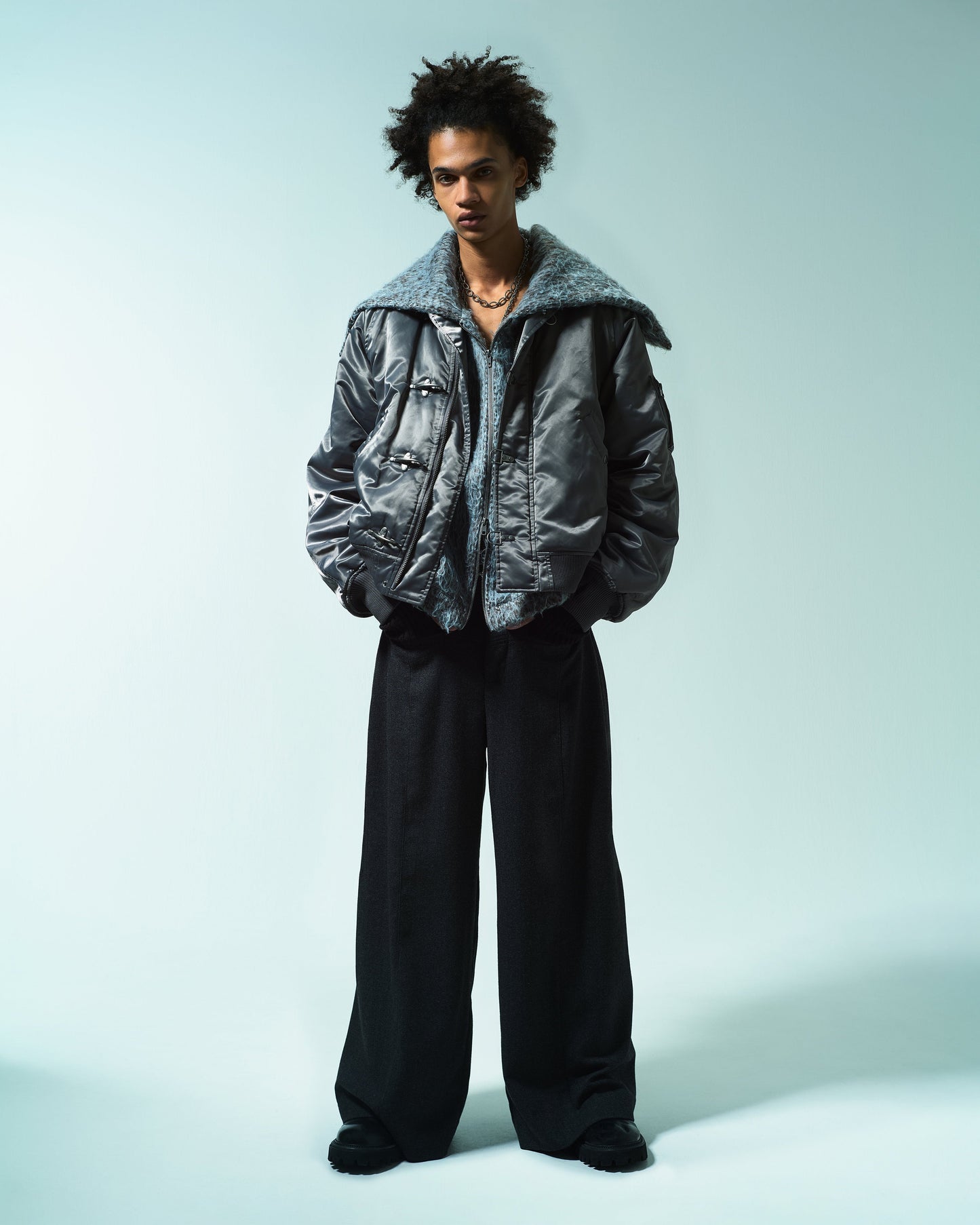 DETACHABLE COLLAR FIREMAN BOMBER JACKET