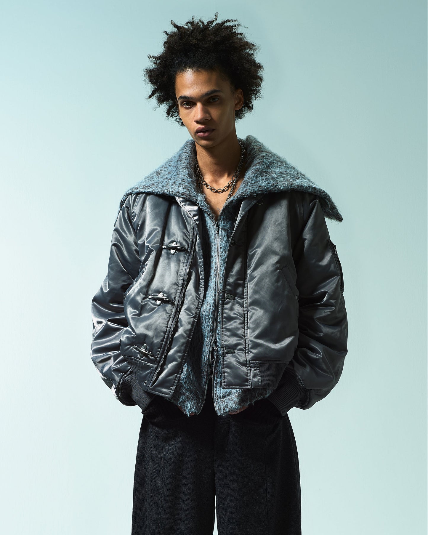 DETACHABLE COLLAR FIREMAN BOMBER JACKET