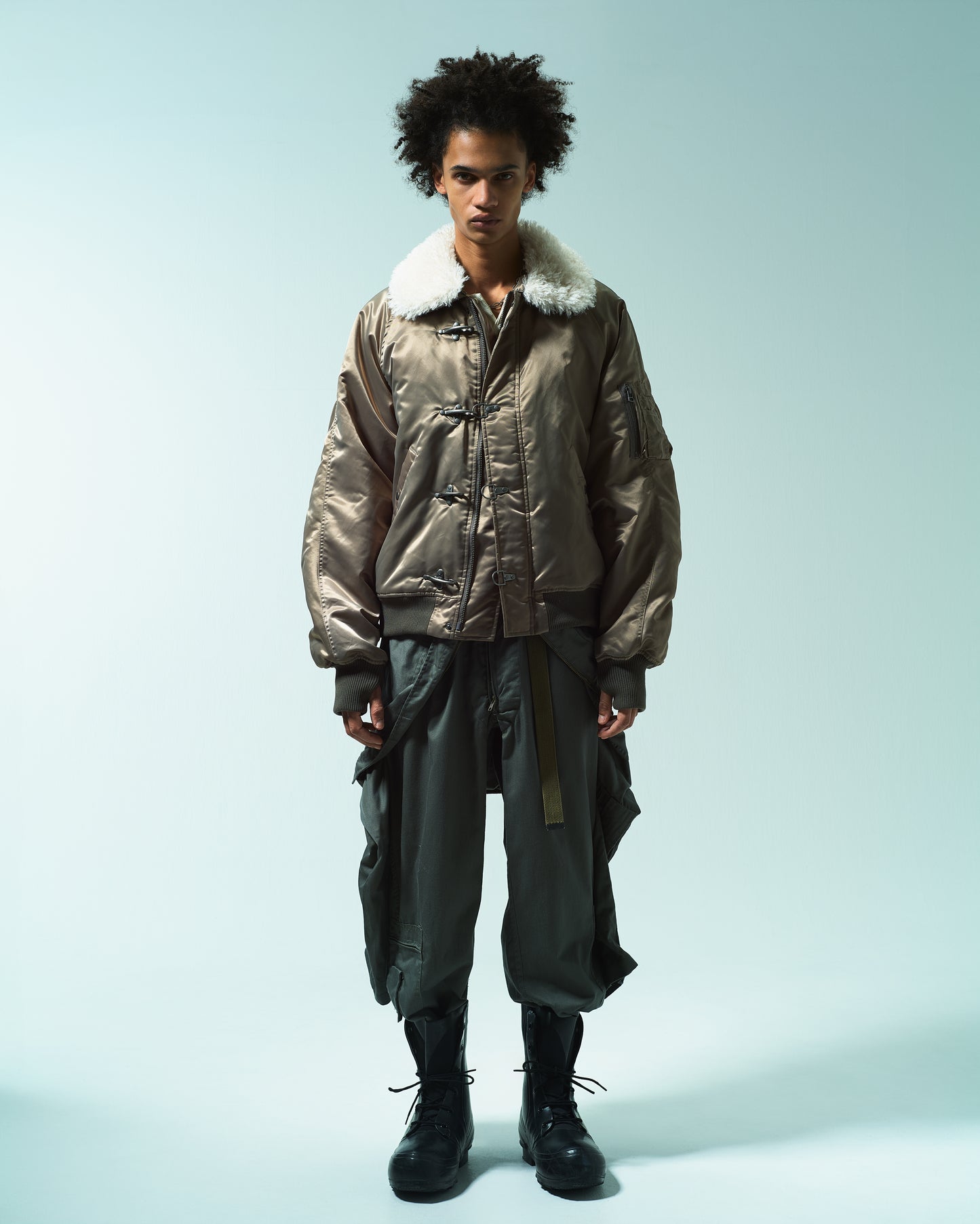 DETACHABLE COLLAR FIREMAN BOMBER JACKET