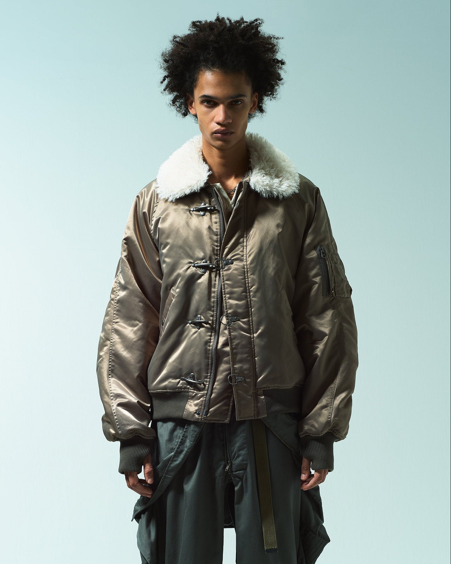 DETACHABLE COLLAR FIREMAN BOMBER JACKET