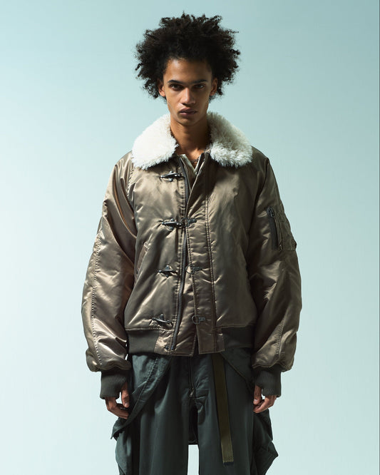 DETACHABLE COLLAR FIREMAN BOMBER JACKET