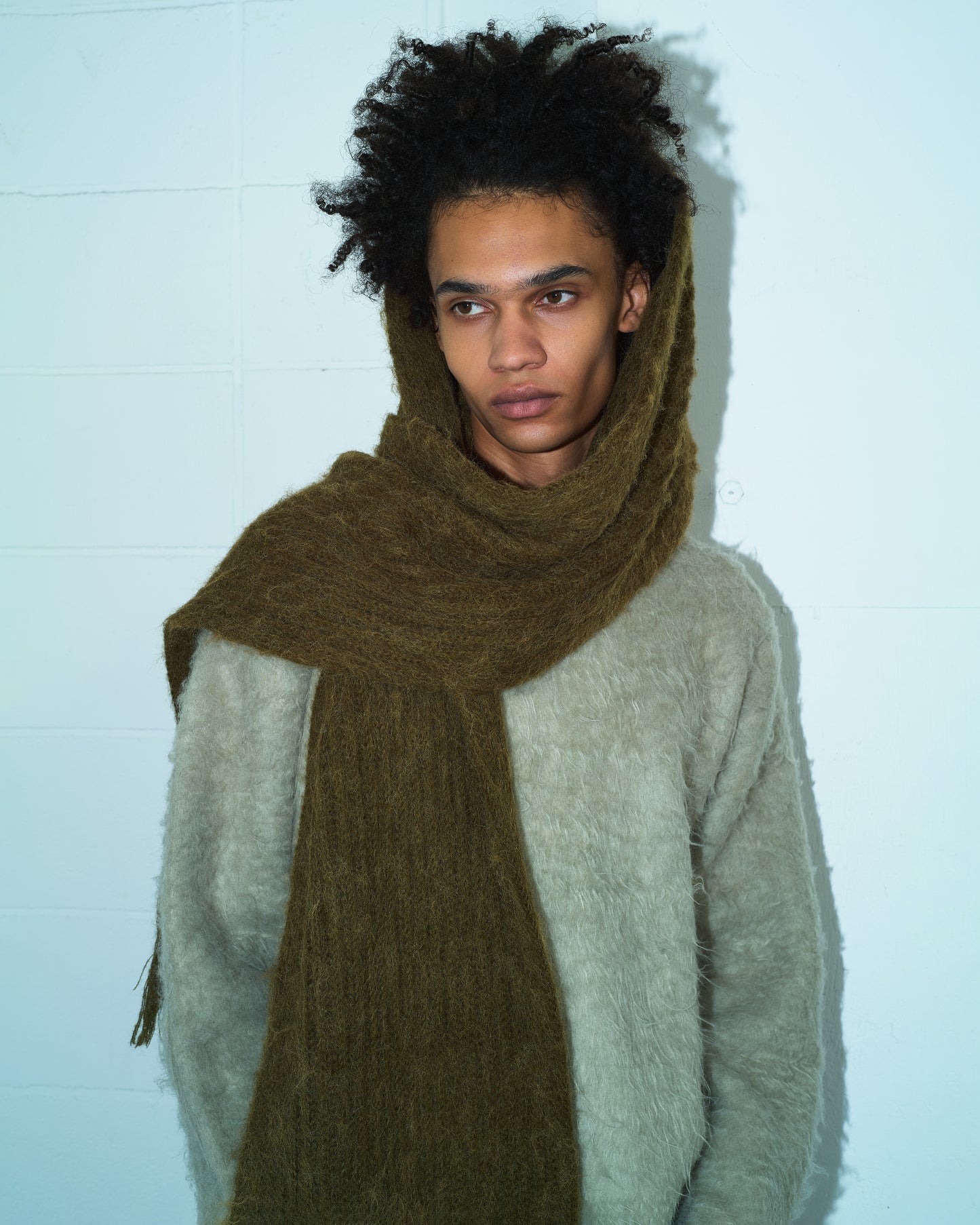 MOHAIR/ALPACA FRINGE LONG MUFFLER