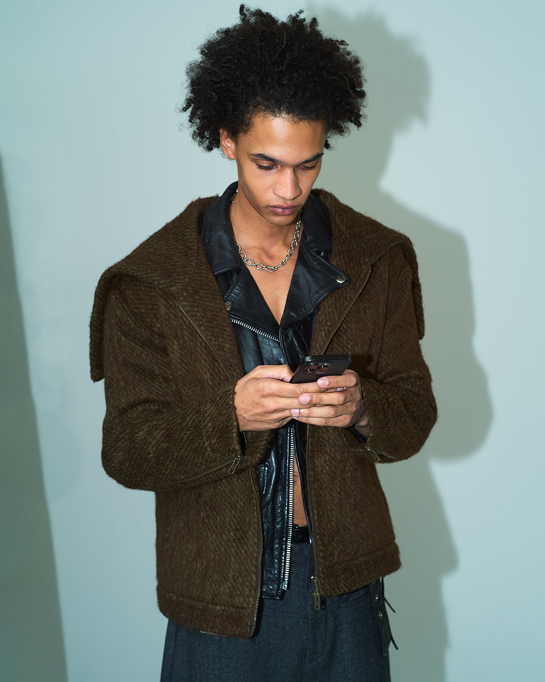 SAILOR COLLAR SHAGGY HOODIE