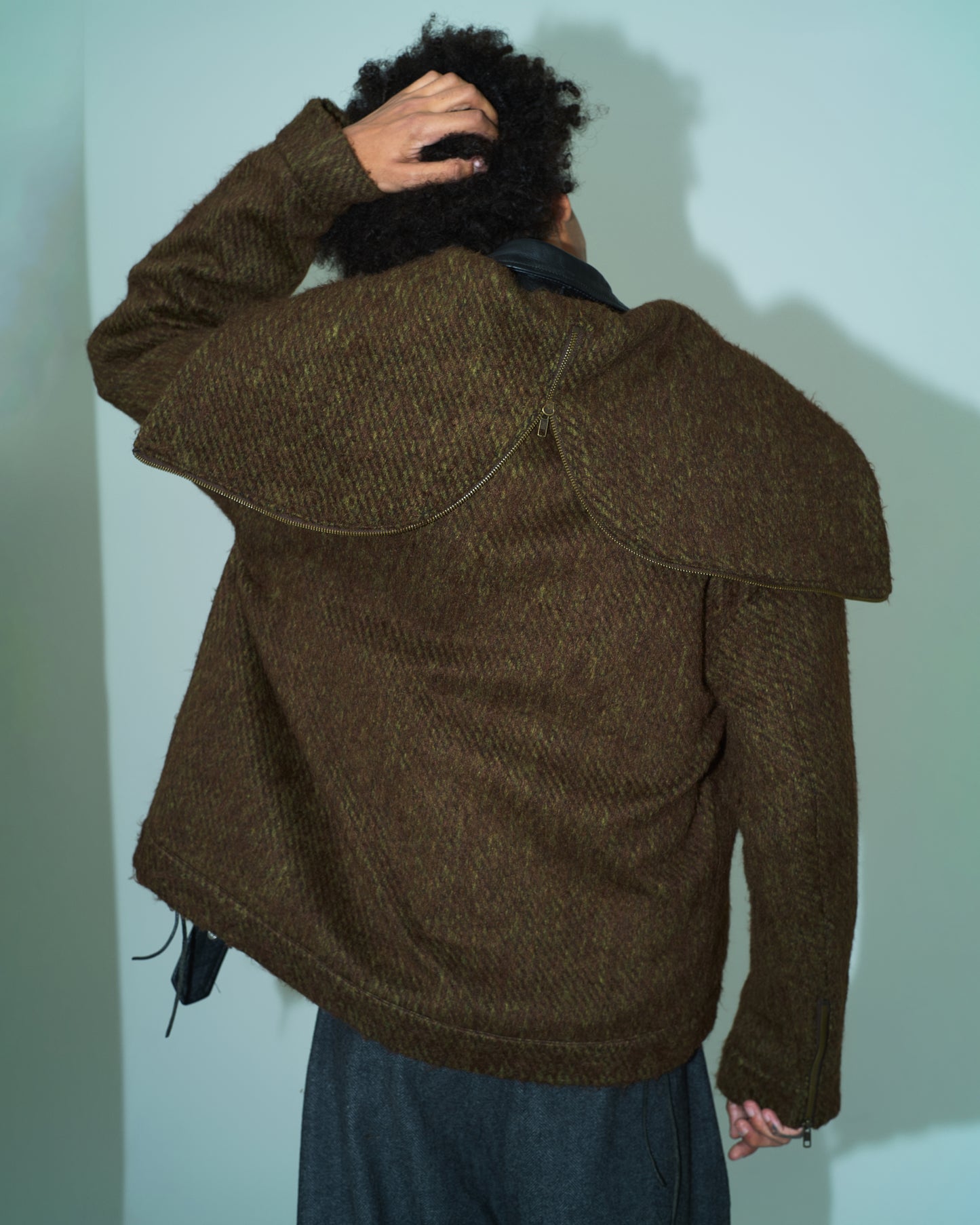 SAILOR COLLAR SHAGGY HOODIE