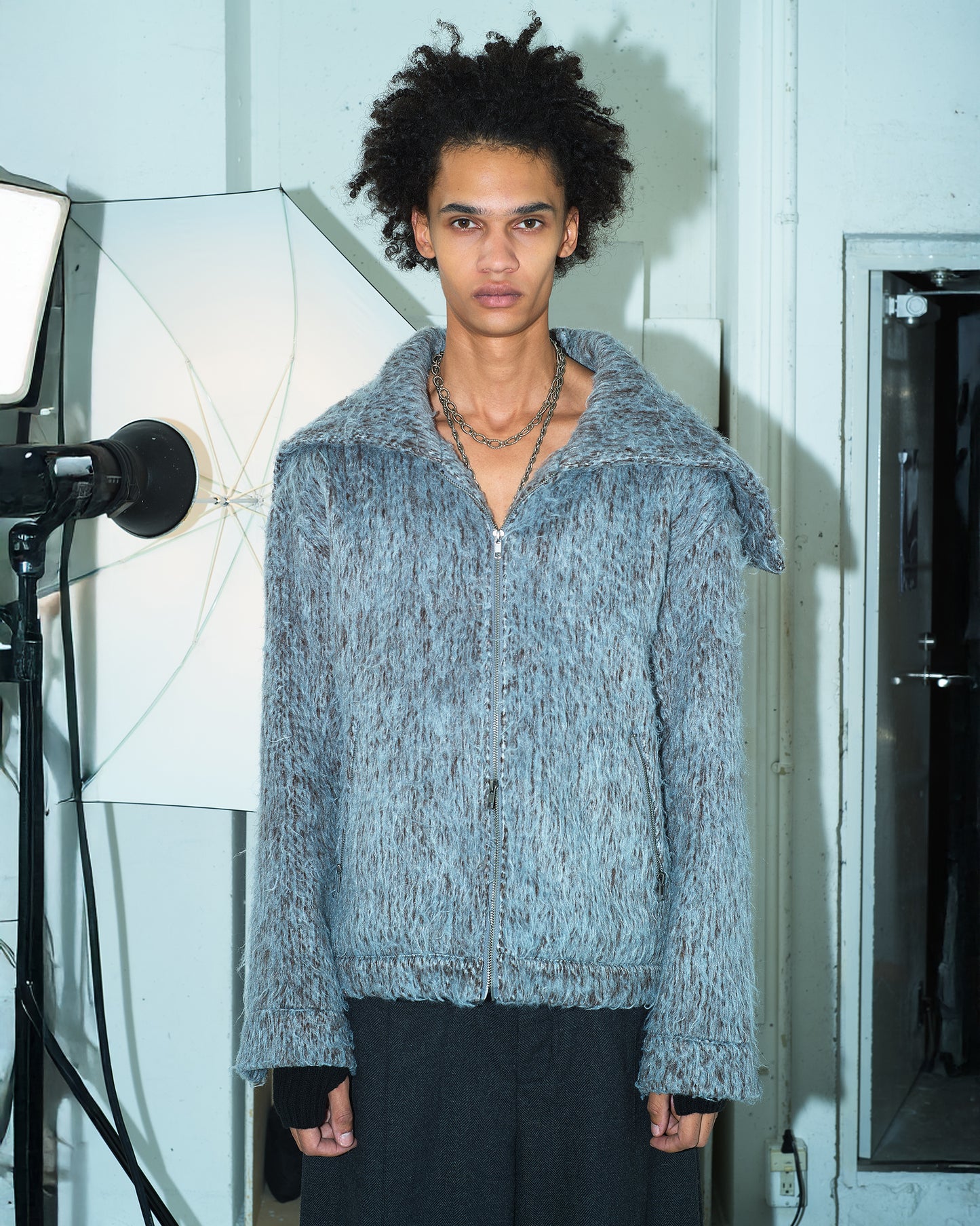 SAILOR COLLAR SHAGGY HOODIE