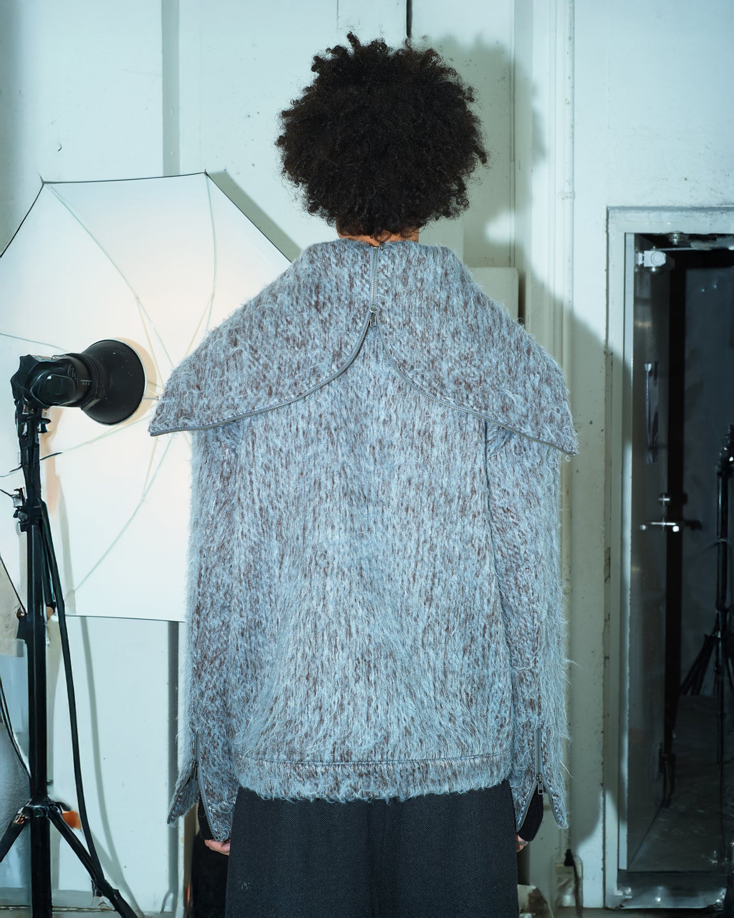 SAILOR COLLAR SHAGGY HOODIE