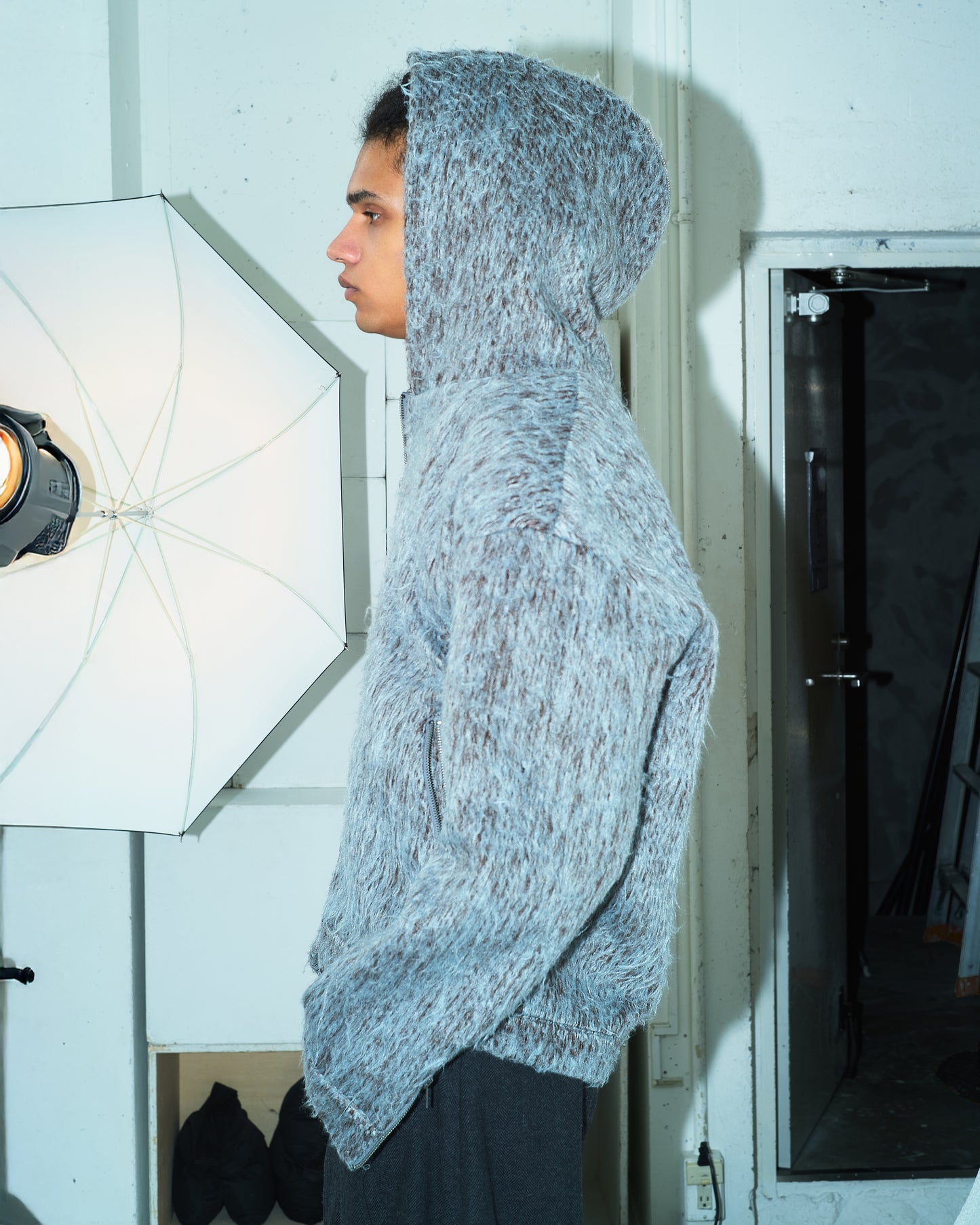 SAILOR COLLAR SHAGGY HOODIE