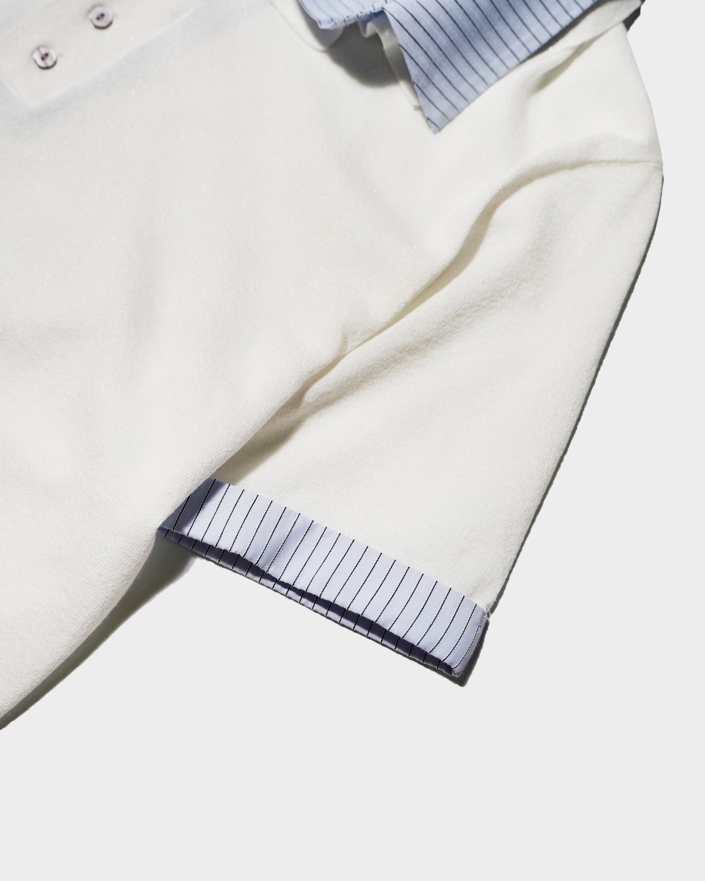 STRIPE SHIRT LAYERED LAME KNIT H/S SHIRTS