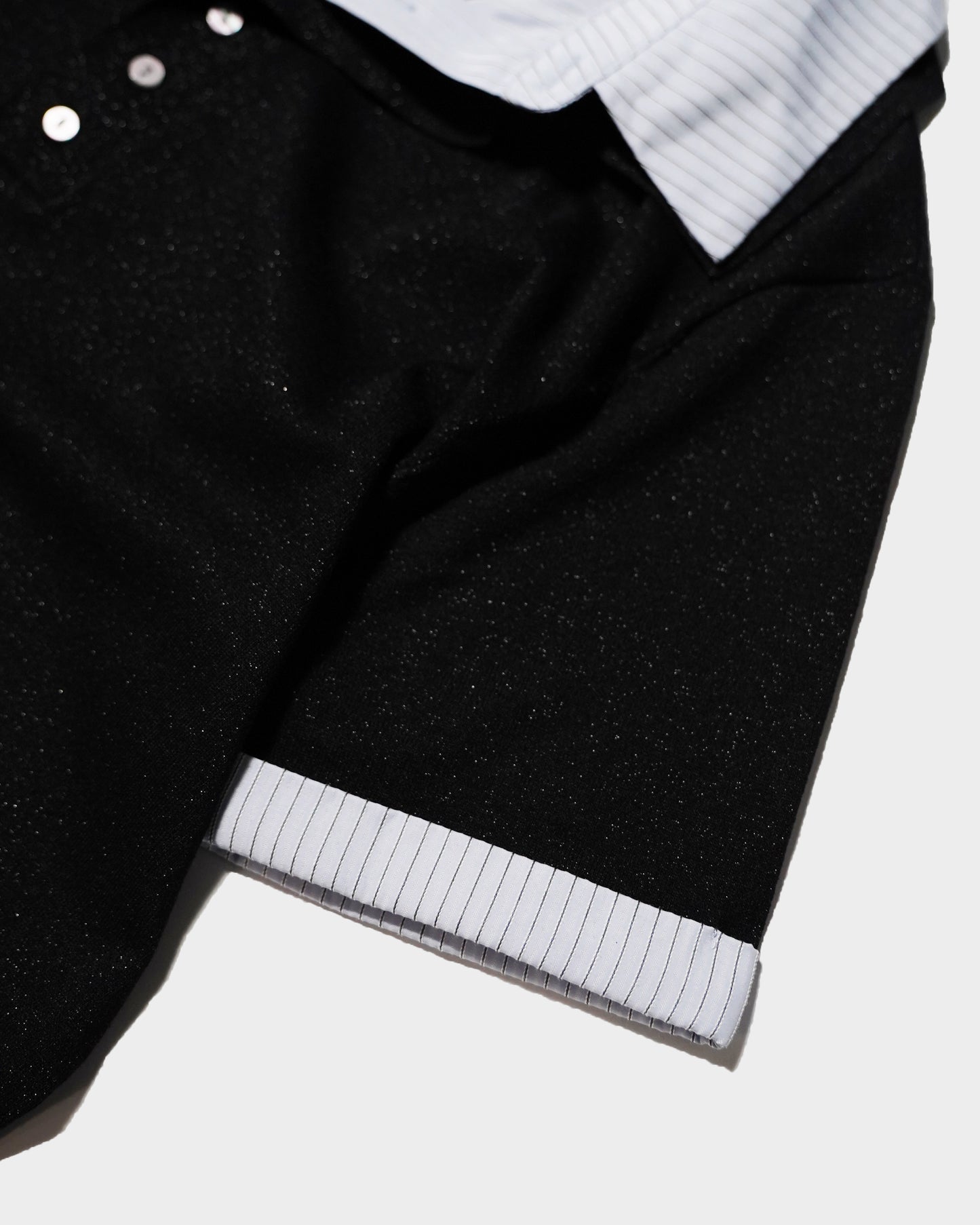 STRIPE SHIRT LAYERED LAME KNIT H/S SHIRTS