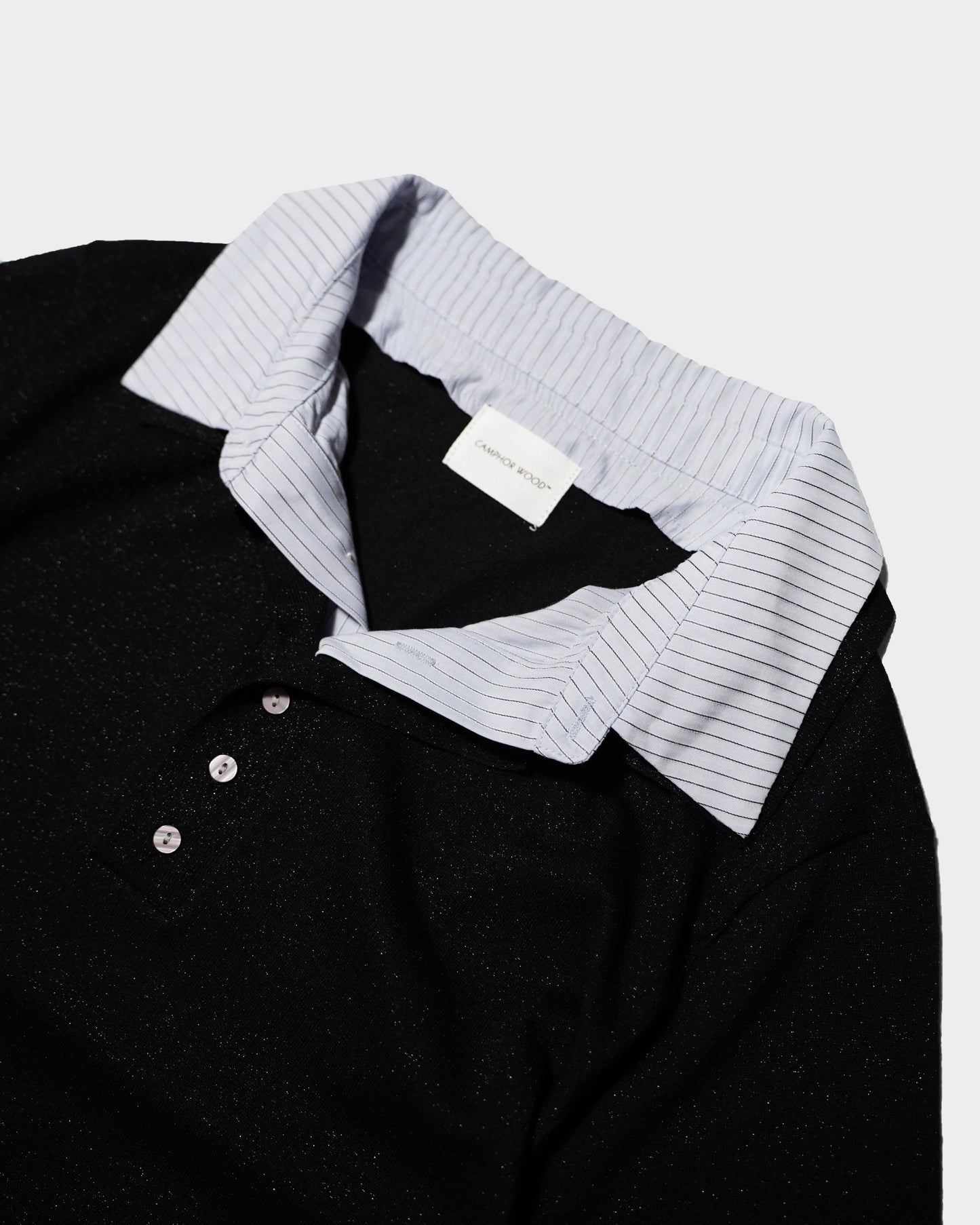 STRIPE SHIRT LAYERED LAME KNIT H/S SHIRTS