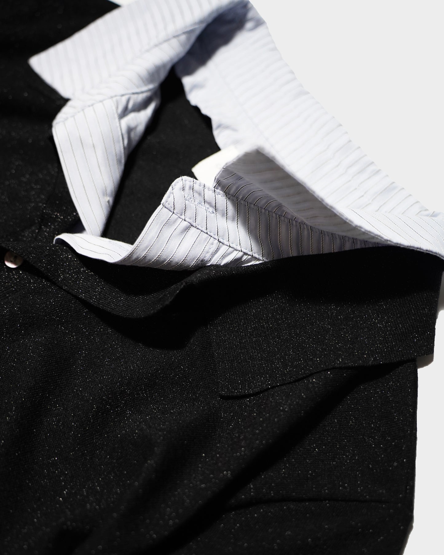 STRIPE SHIRT LAYERED LAME KNIT H/S SHIRTS