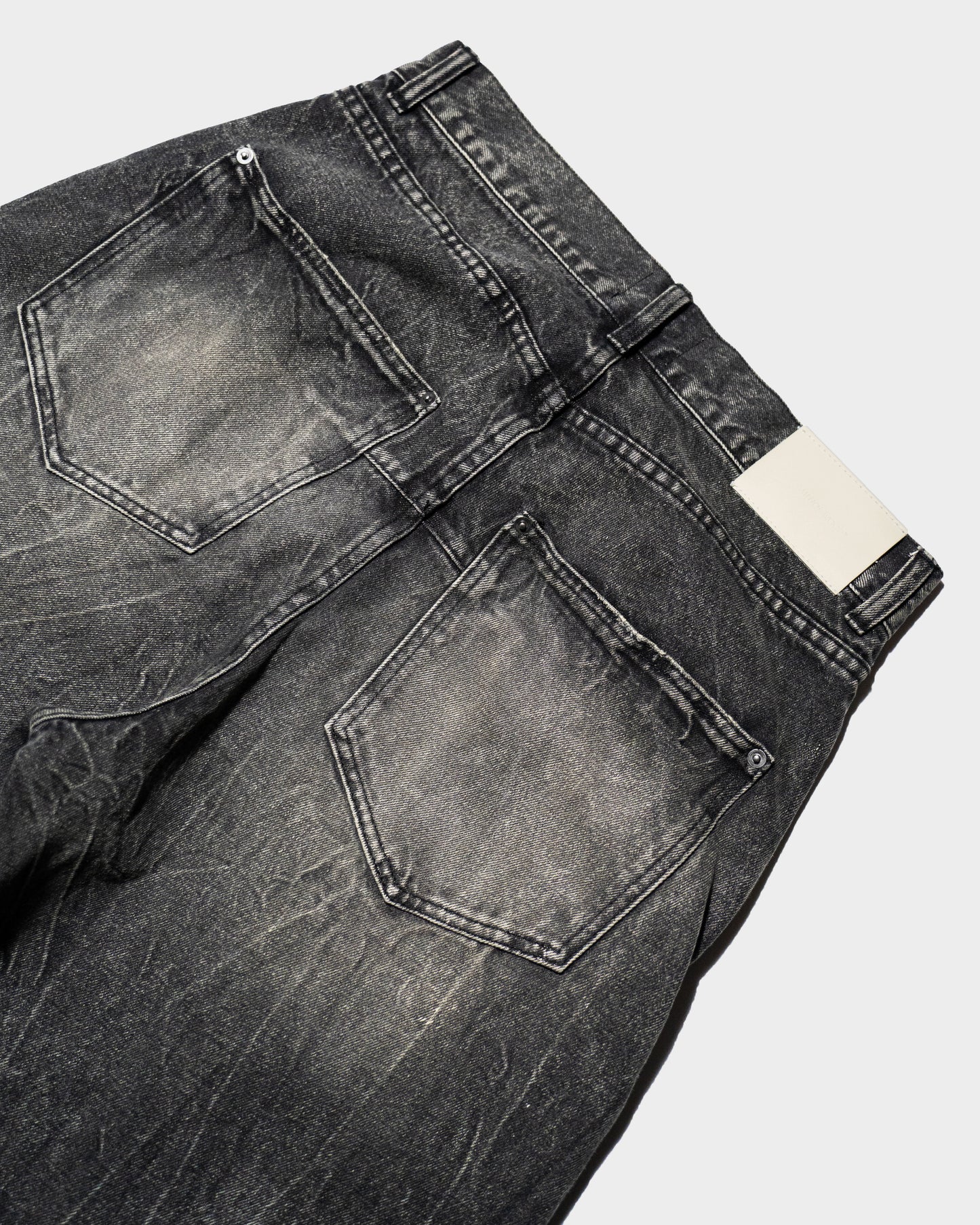 CRACKED CHEMICAL-WASHED WIDE BAGGY JEANS