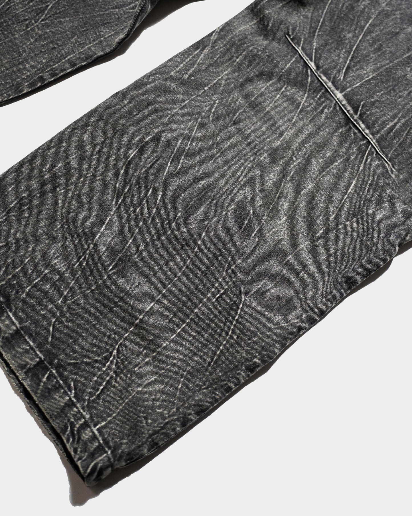 CRACKED CHEMICAL-WASHED WIDE BAGGY JEANS